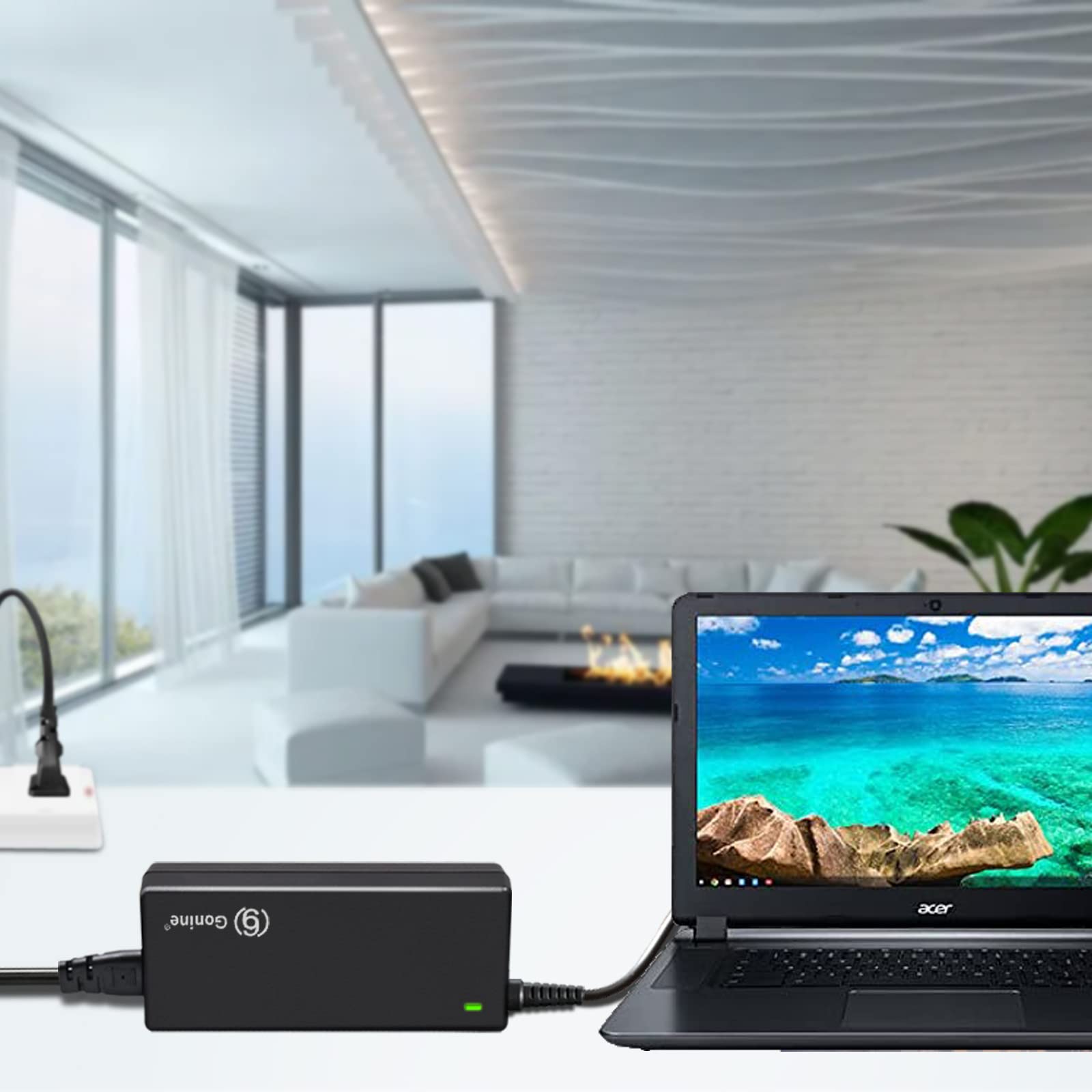 Gonine Laptop Charger For Gateway, 19V 3.42A Power Supply Cord, 19Vdc 65W 60W 45W Ac To Dc Power Adapter For 19Volt Gateway Tosh