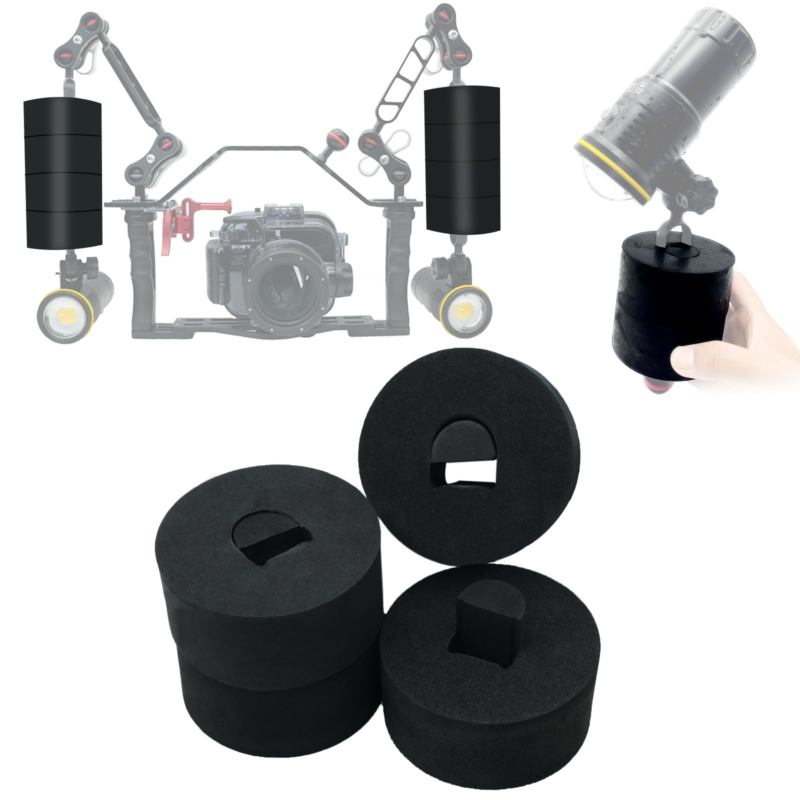 Nitescuba Faxm Jumbo Float Kit Buoyancy Underwater Float For Ultralight/Inon/Sea&Sea/Weefine/Seafrogs Arms(Light Arm Not Include