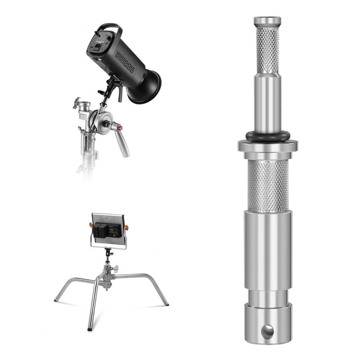 Neewer Junior To Baby Pin Adapter, 1-1/8''/28Mm Junior Male Stud To 5/8''/16Mm Baby Male Stud Stand Adapter For C Stand, Heavy D