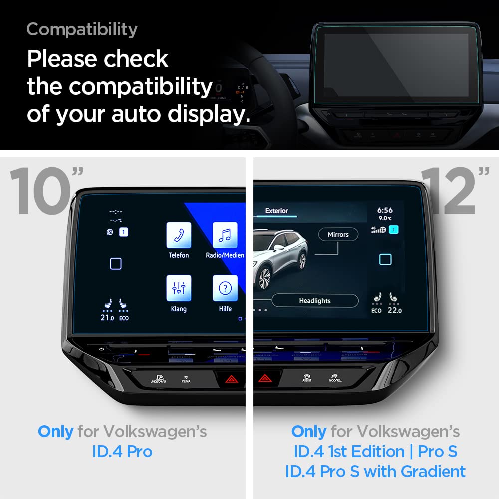 Spigen Tempered Glass Screen Protector [Glastr Ez Fit] Designed For Designed For Volkswagen Id.4 Pro S (2021/2022/2023) 12 Inch Dashboard Touchscreen   Matte/Anti Fingerprint