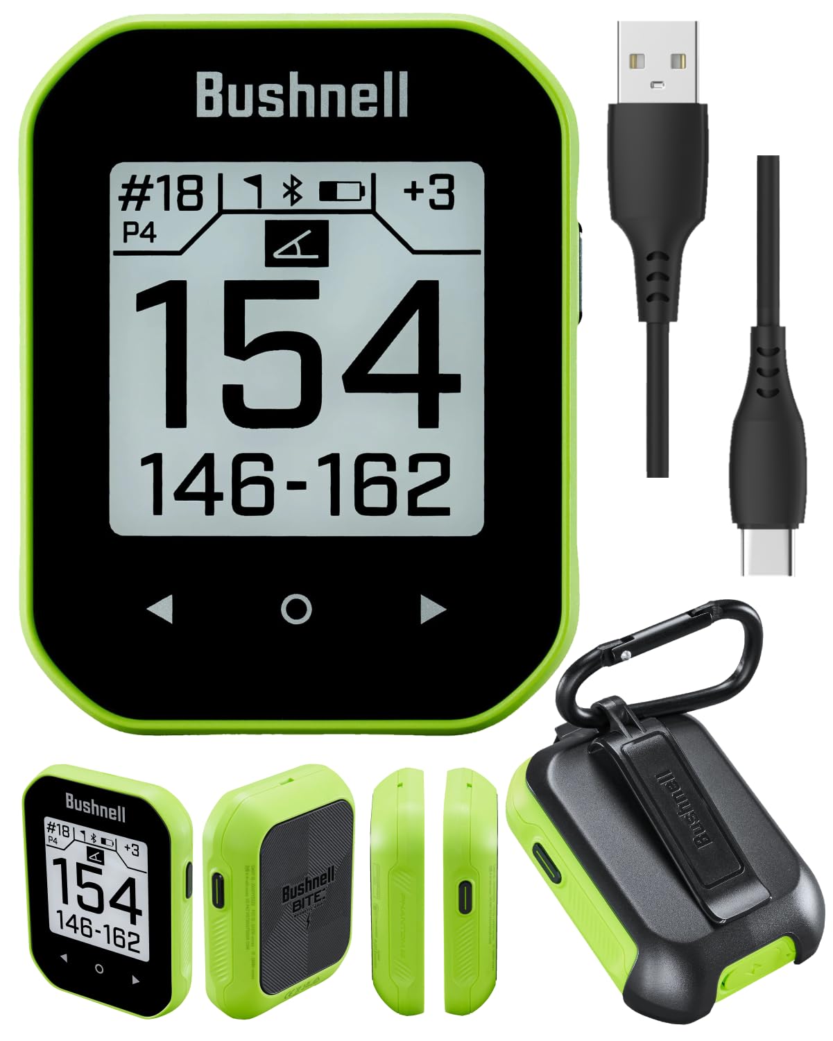 Wearable4U - Bushnell Phantom 3 Gps Rangefinder Green With Bite Magnetic Mount And Greenview With Lens Cleaning Cloth Bundle