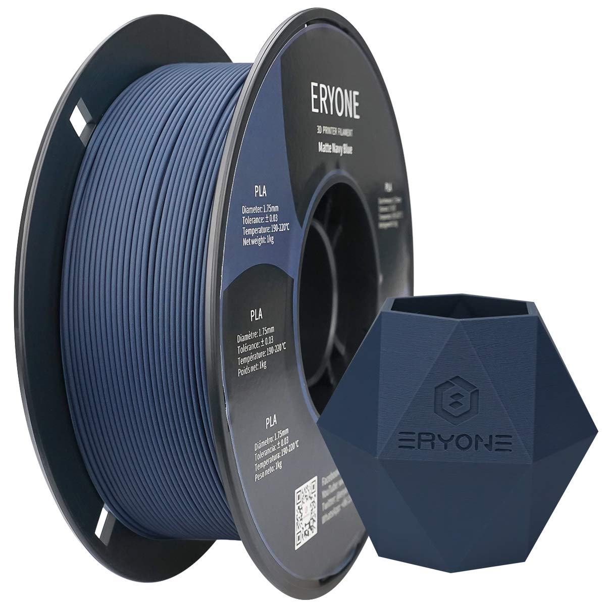 Eryone Matte Pla Filament For 3D Printer, Filament 1.75Mm +/  0.03Mm, 1Kg (2.2Lbs)/Spool, Navy Blue