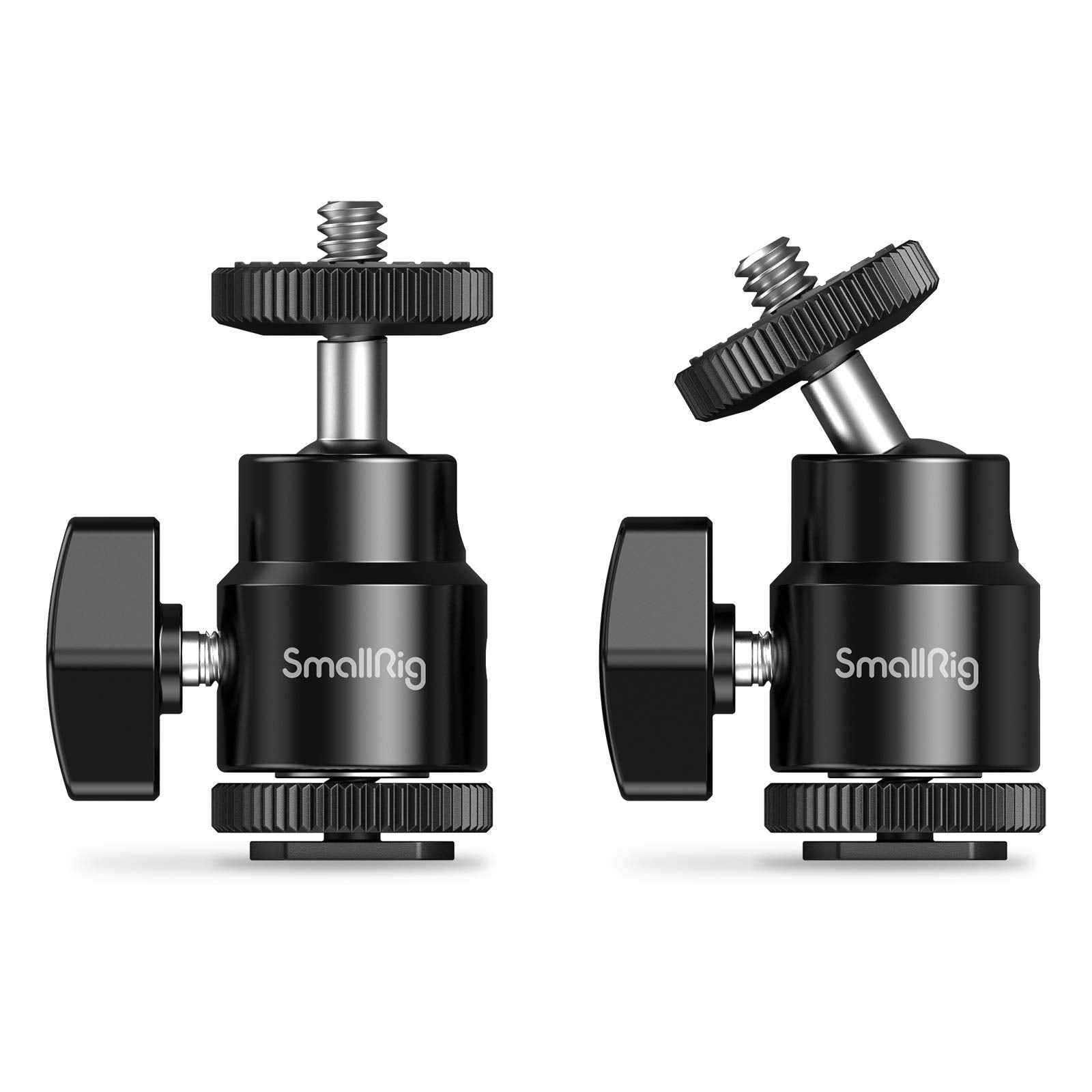 SmallRig 1/4 Camera Hot Shoe Mount, Ballhead Tripod with Additional 1/4 Screw, 2pcs Pack - 2059