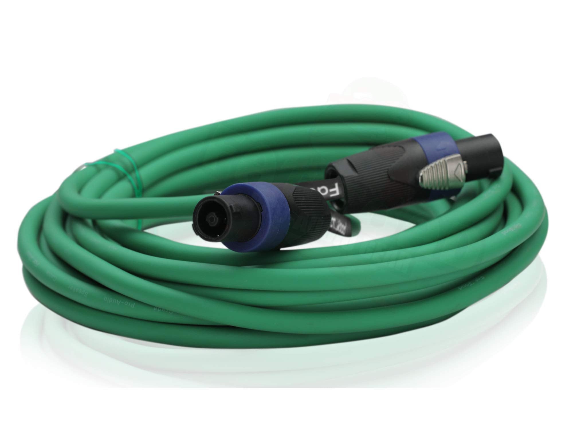 Fat Toad Speakon To Speakon Cables (2 Pack) 25Ft Professional Dj Pro Audio Green Speaker Pa Cord With Twist Lock Connector | 12