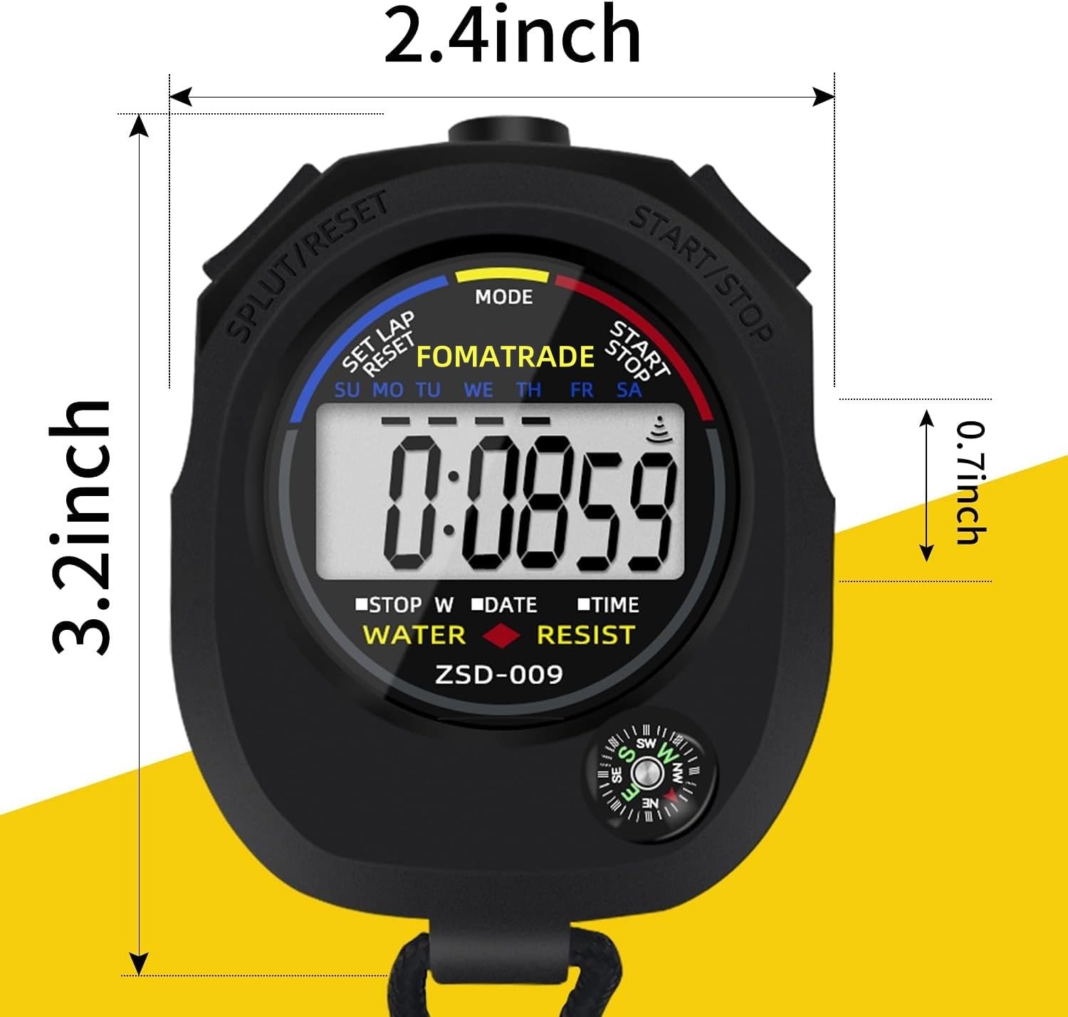 Fomatrade Waterproof Stopwatch,Digital Stopwatch Timer,Sport Stop Watch,Interval Timer With Large Display (12)