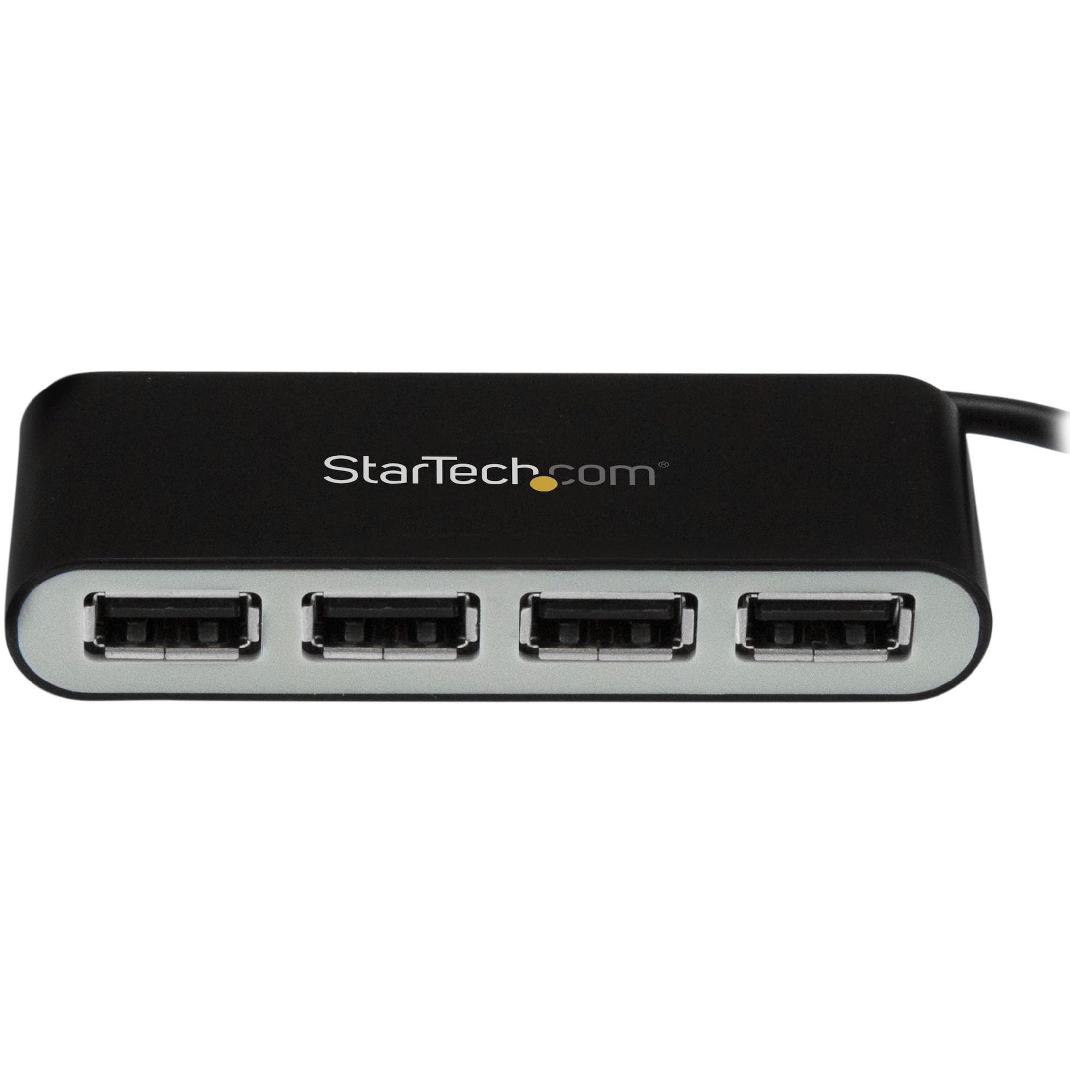 Startech.Com 4 Port Usb 2.0 Hub   Usb Bus Powered   Portable Multi Port Usb 2.0 Splitter And Expander Hub   Small Travel Usb Hub