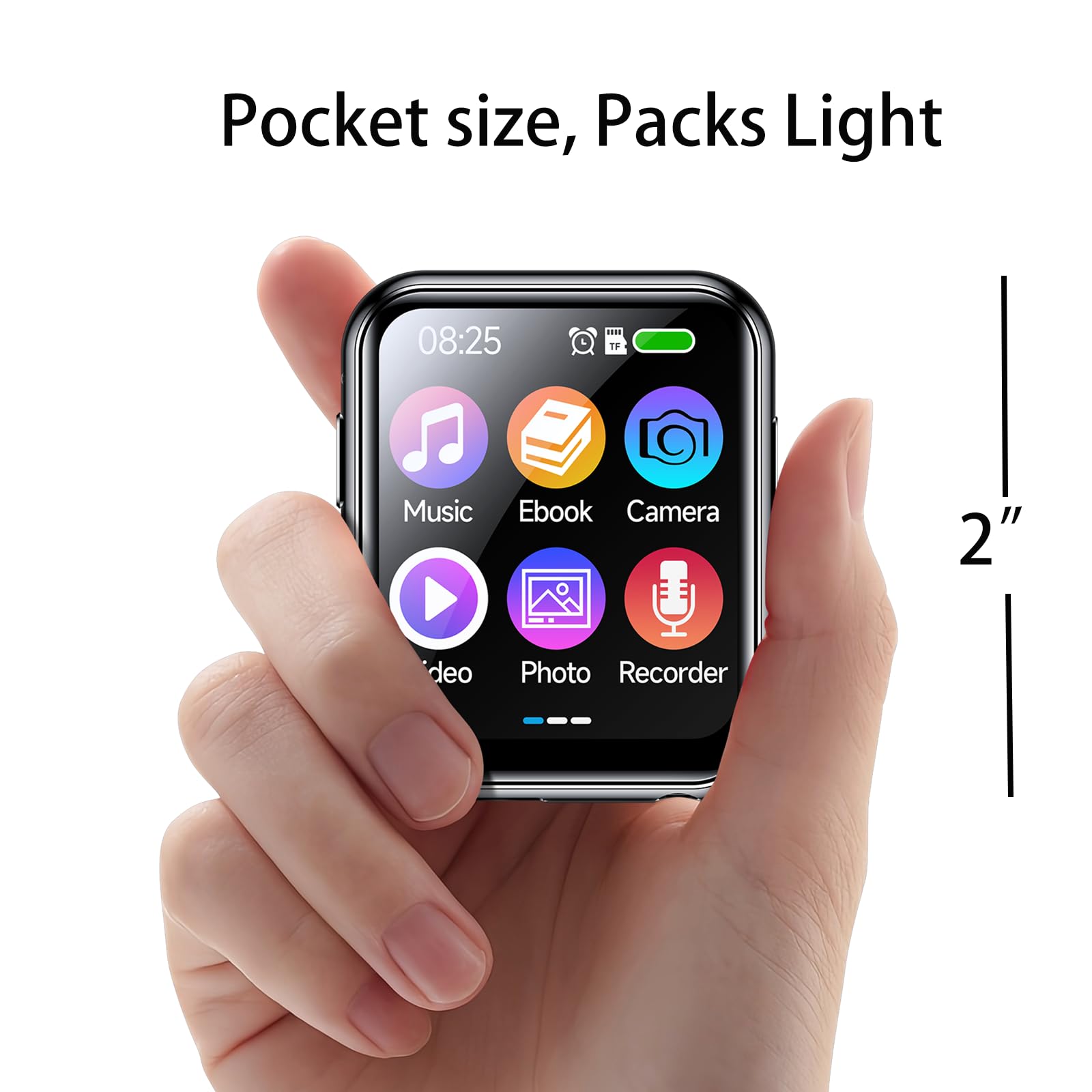 Mp3 Player With 128Gb Tf Card, Fhd 720P Digital Camera, Bluetooth 5.4 Lossless Sound Audio Player, 2'' Touch Screen Portable Mus