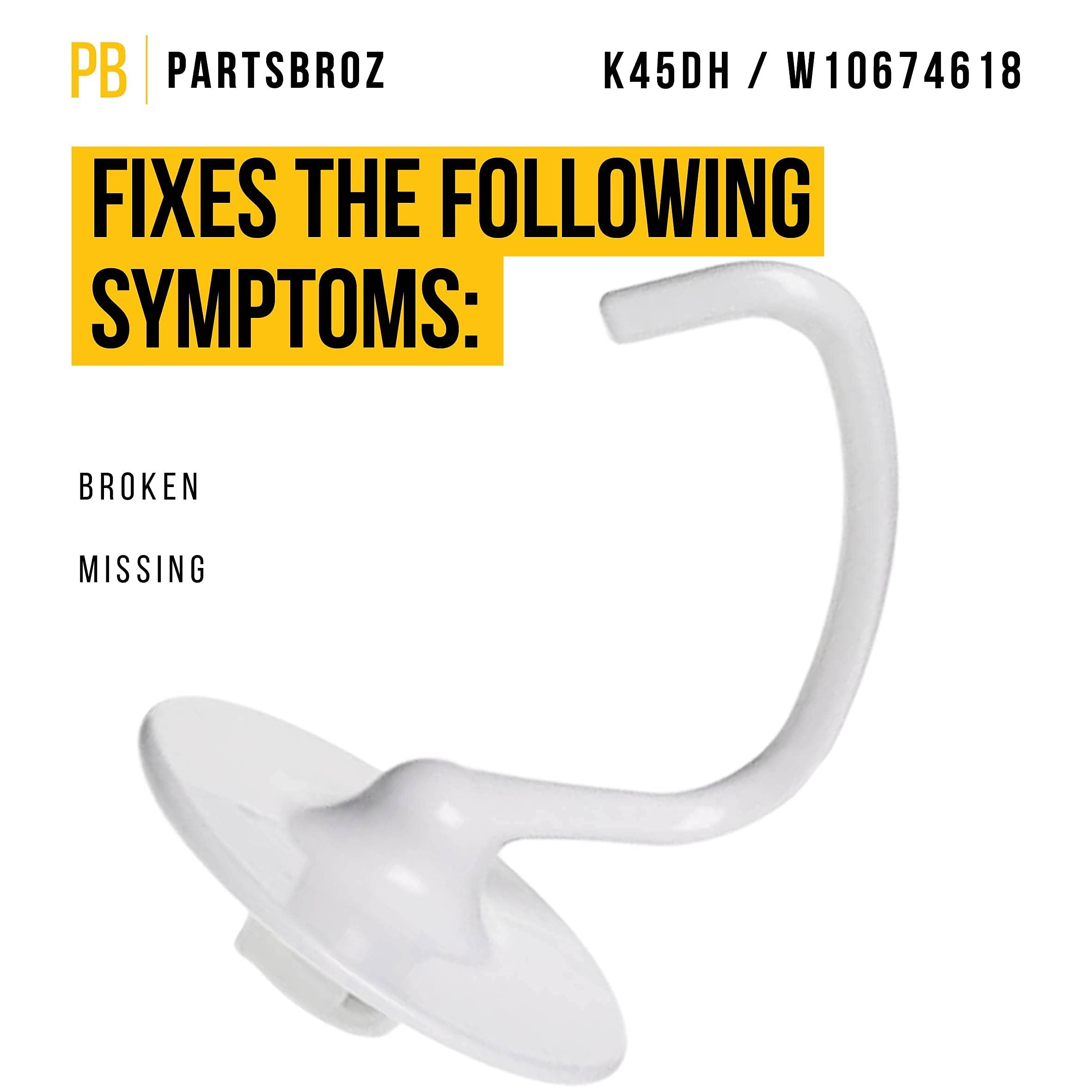 Partsbroz Kitchenaid Dough Hook K45Dh Kitchen Aid Stand Mixer Bread Attachment Ksm90 K45Ss Ksm150 K45Sswh Ksm75 Ksm103 Hookksm90