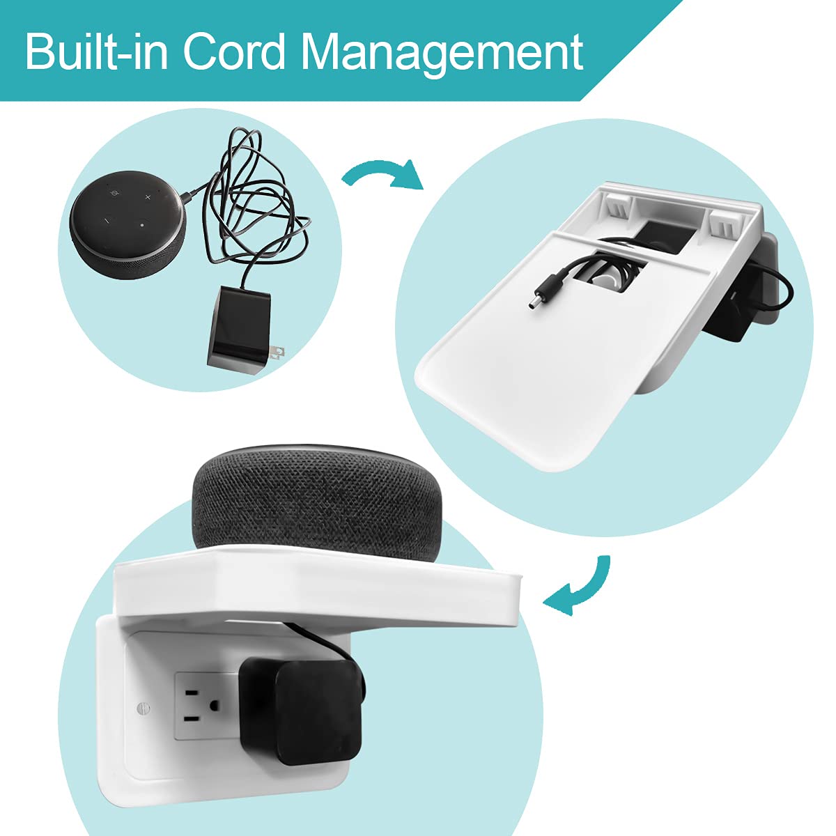 Allicaver Outlet Shelf, Wall Holder For Kitchen Organization,A Space Saving Solution For Google,Speakers,Phones,Electric Toothbr