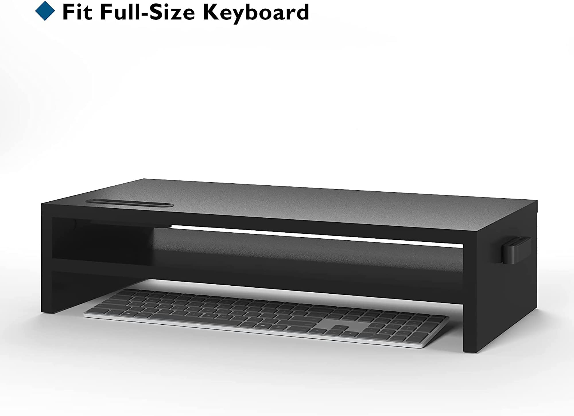 Bontec Wood Monitor Stand Riser, 2 Tiers With Storage Organizer, Desktop Ergonomic Cellphone Holder And Cable Management, 21.3 I