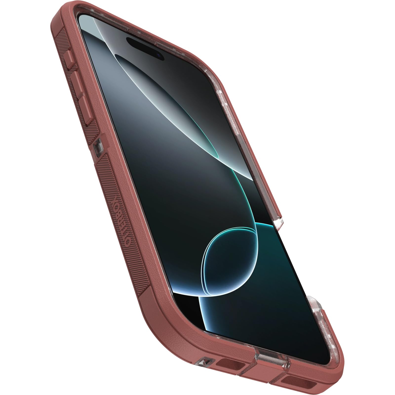 Otterbox Iphone 16 Pro Max Defender Series Xt Clear Case   Brick Red Clear