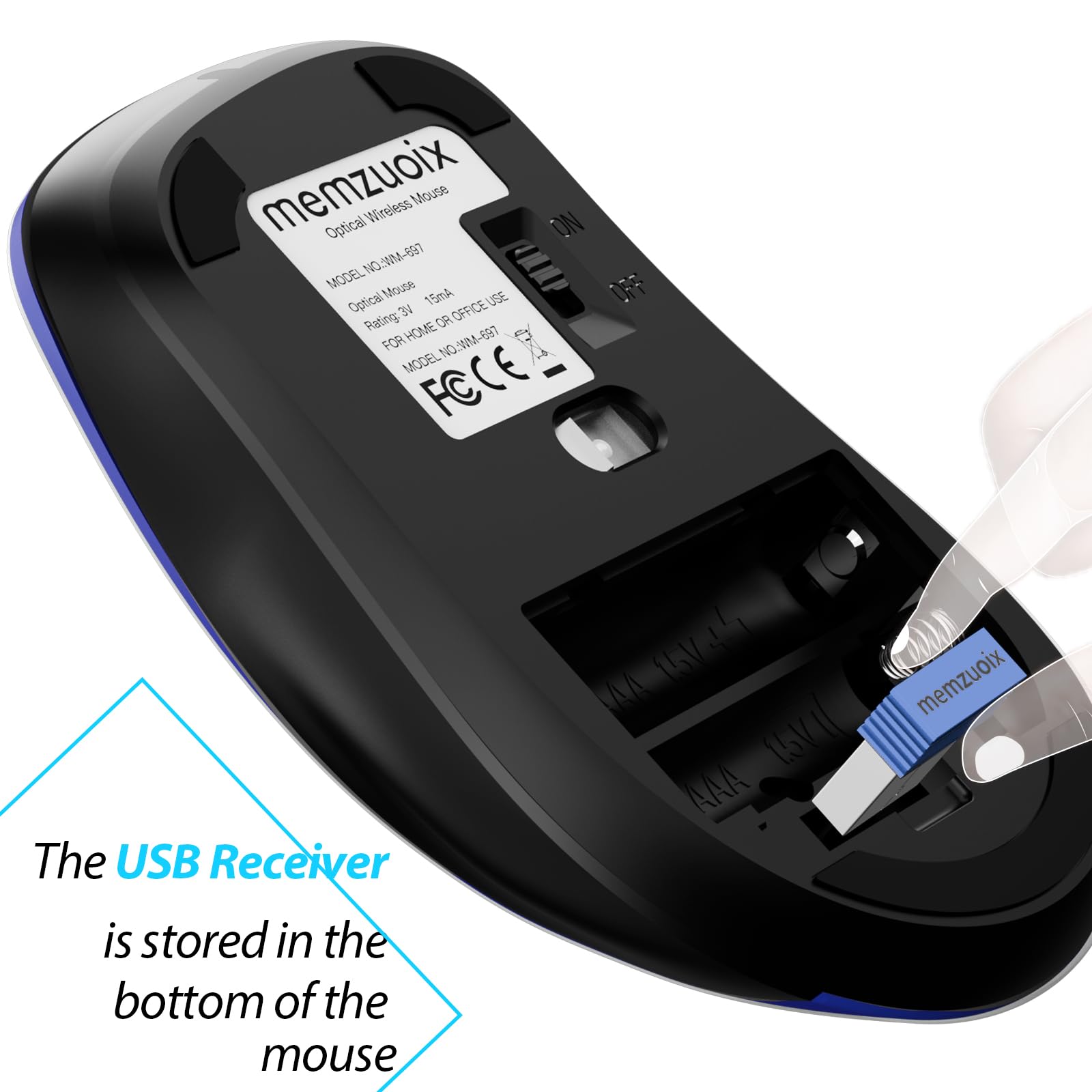 Memzuoix 2.4G Wireless Mouse, 1400 Dpi Mobile Optical Cordless Mouse With Usb Receiver, Portable Computer Mice Wireless Mouse For Laptop, Pc, Desktop, Macbook, 5 Buttons (Navy Blue)