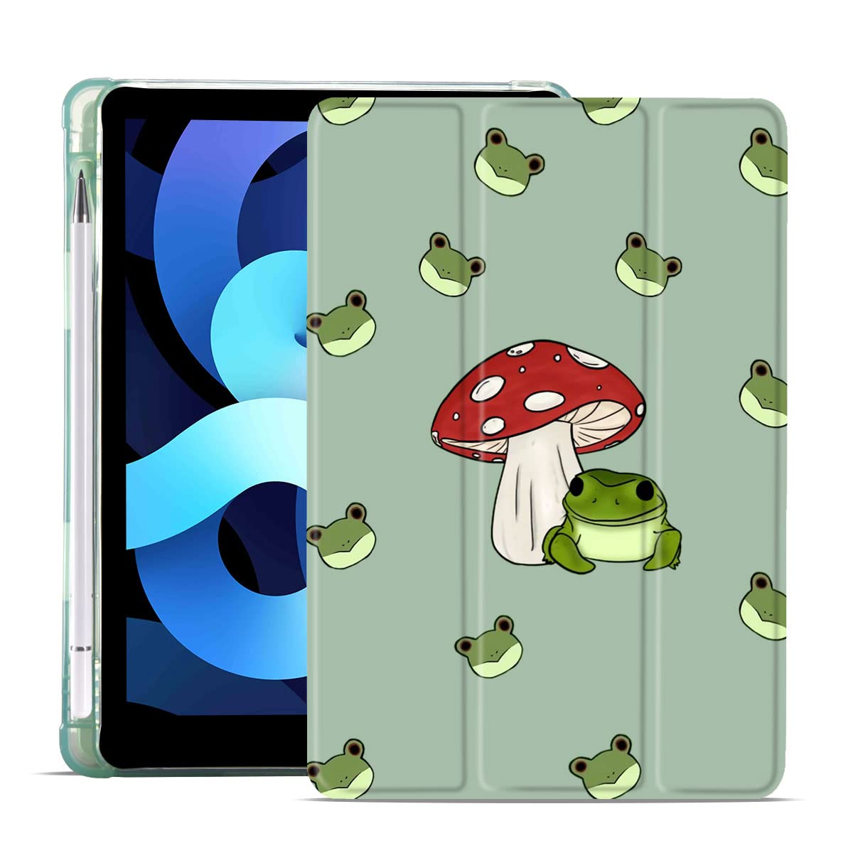 Maycari Frog Mushroom Case For Ipad 9.7 Inch 2017/2018 With Pencil Holder, Cute Animal Ipad 5Th/6Th Generation Protective Case W