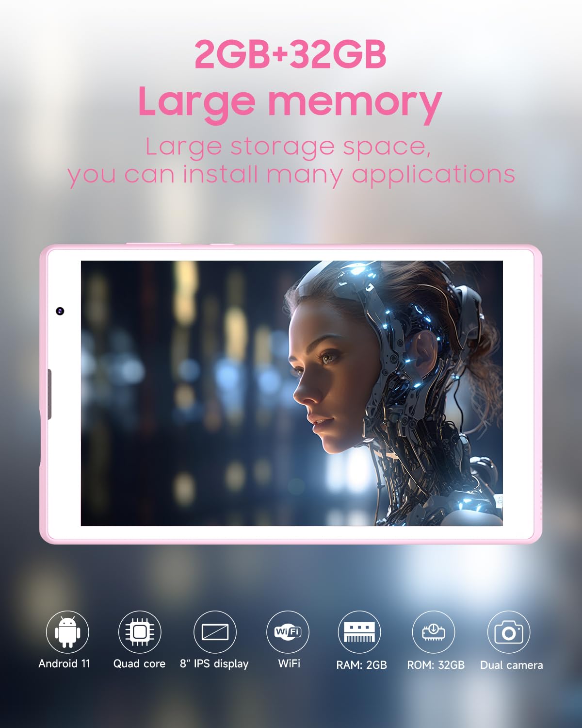 Tablet Android 11 Tablets, 8 Inch Tablet 2Gb Ram, 32Gb Rom Support 512Gb Expand Computer Tablet Pc, Quad Core Processor, Ips Tou