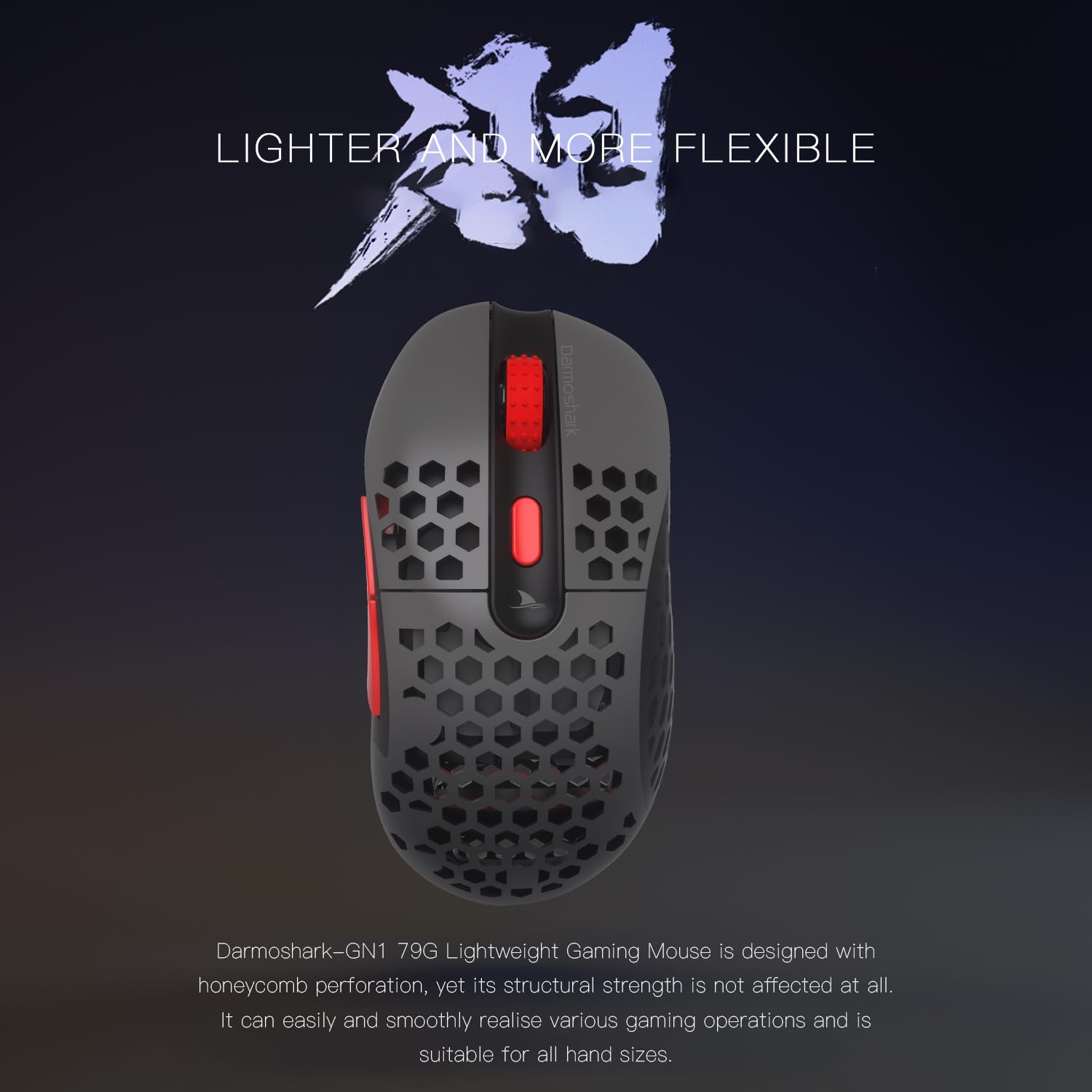 Darmoshark Gn1 Wireless Gaming Mouse,Two Modes 2.4G/Usb C Mouse Up To 16000Dpi,Paw3335 Optical Sensor Lightweight 79G,5 Programm