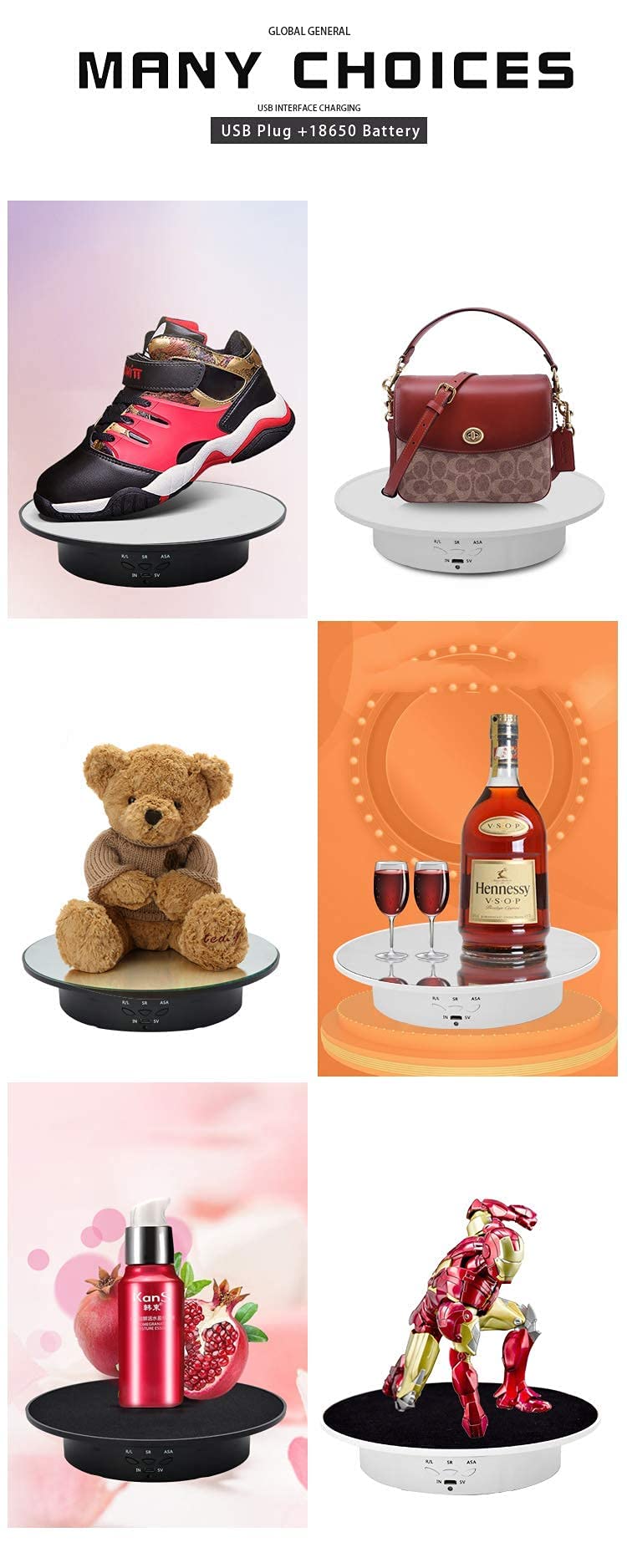 Jayegt Motorized Rotating Display Stand, 7.87Inch /17.6Lbs Load, 360 Degree Electric Rotating Turntable For Photography Products