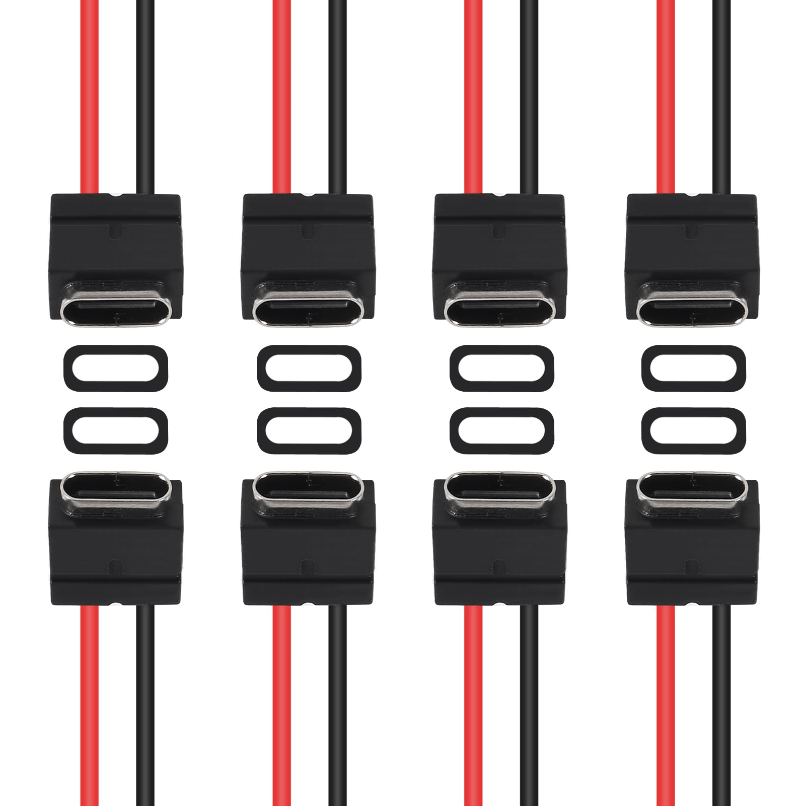 Xiitia 8Pcs Usb Connector Type C Female Chassis 2 Pin For Diy, 2.5A 5V Waterproof Grade Ip67 Female Chassis 2P Solder Wire Type