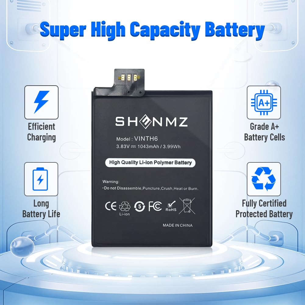 Shenmz A1641 Battery, [Upgraded] 1043Mah High Capacity New 0 Cycle Replacement Battery For Apple Ipod Touch 6Th Generation 16Gb