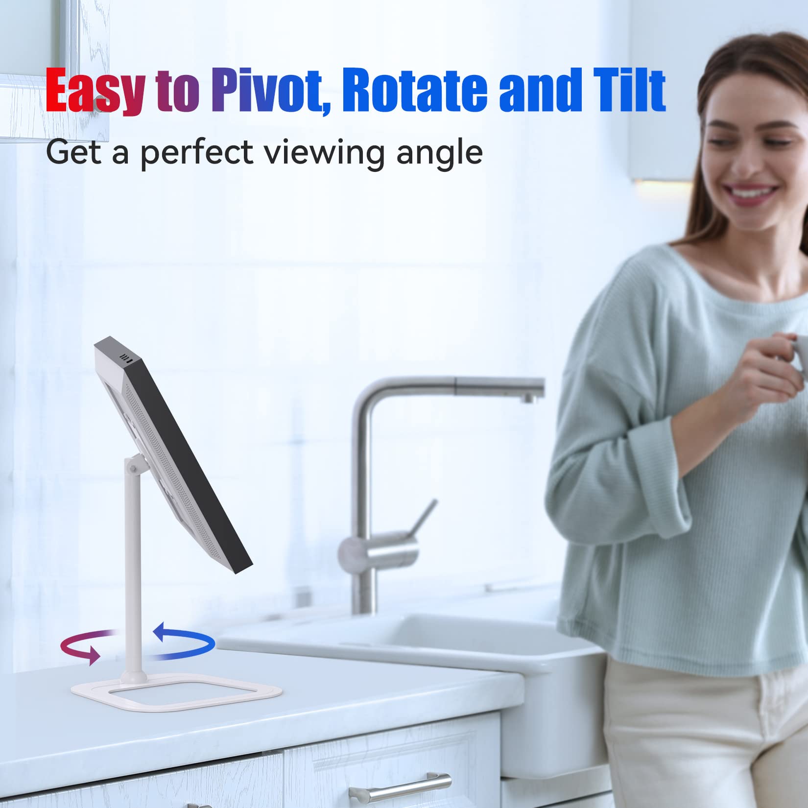 Itshom Mount For Echo Show 15, Swivel 270 Degrees Left And Right, Tilt 90 Degrees Up, Rotate 360 Degrees For Landscape Or Portra