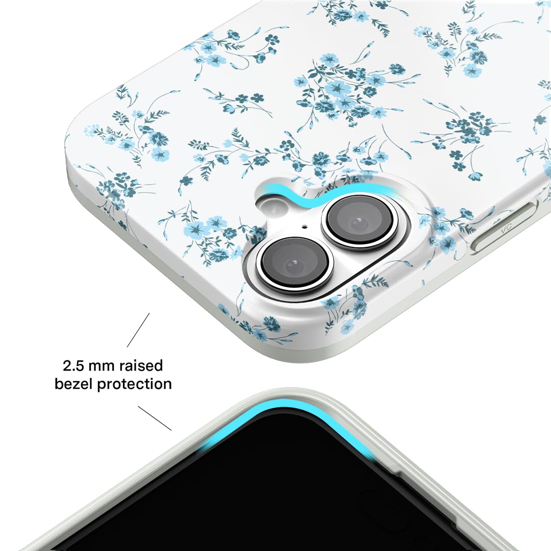 Velvet Caviar For Iphone 16 Plus Case Cute Coquette Flowers   Compatible With Magsafe [8Ft Drop Tested]   French Blue Floral