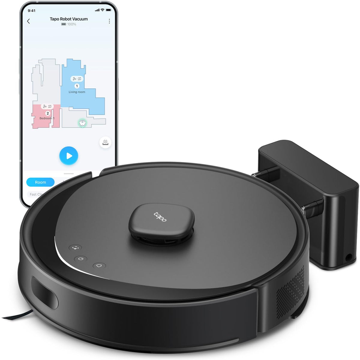 Tapo Lidar Smart Navigation Robot Vacuum And Mop, 5300Pa Max, 97%+ Dust Pickup Rate, Customizable Cleaning, Self-Charging, Works