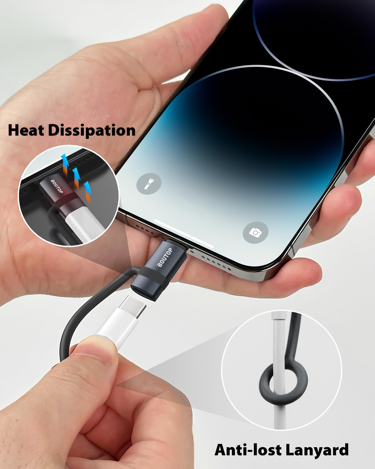 Boutop [Mfi Certified] 36W Usb C To Lightning Cable Adapter, Support Data Sync/Pd Fast Charging Compatible With Iphone Ipad Airp