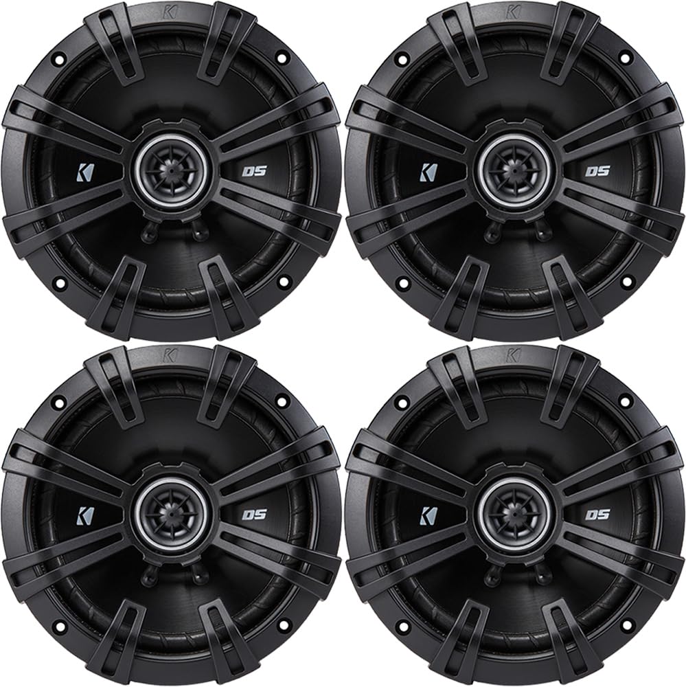 KICKER Speaker Package of 2 Items: Four 6.75 DS Series Coaxial Speakers 4-Ohm - 2X 43DSC6704