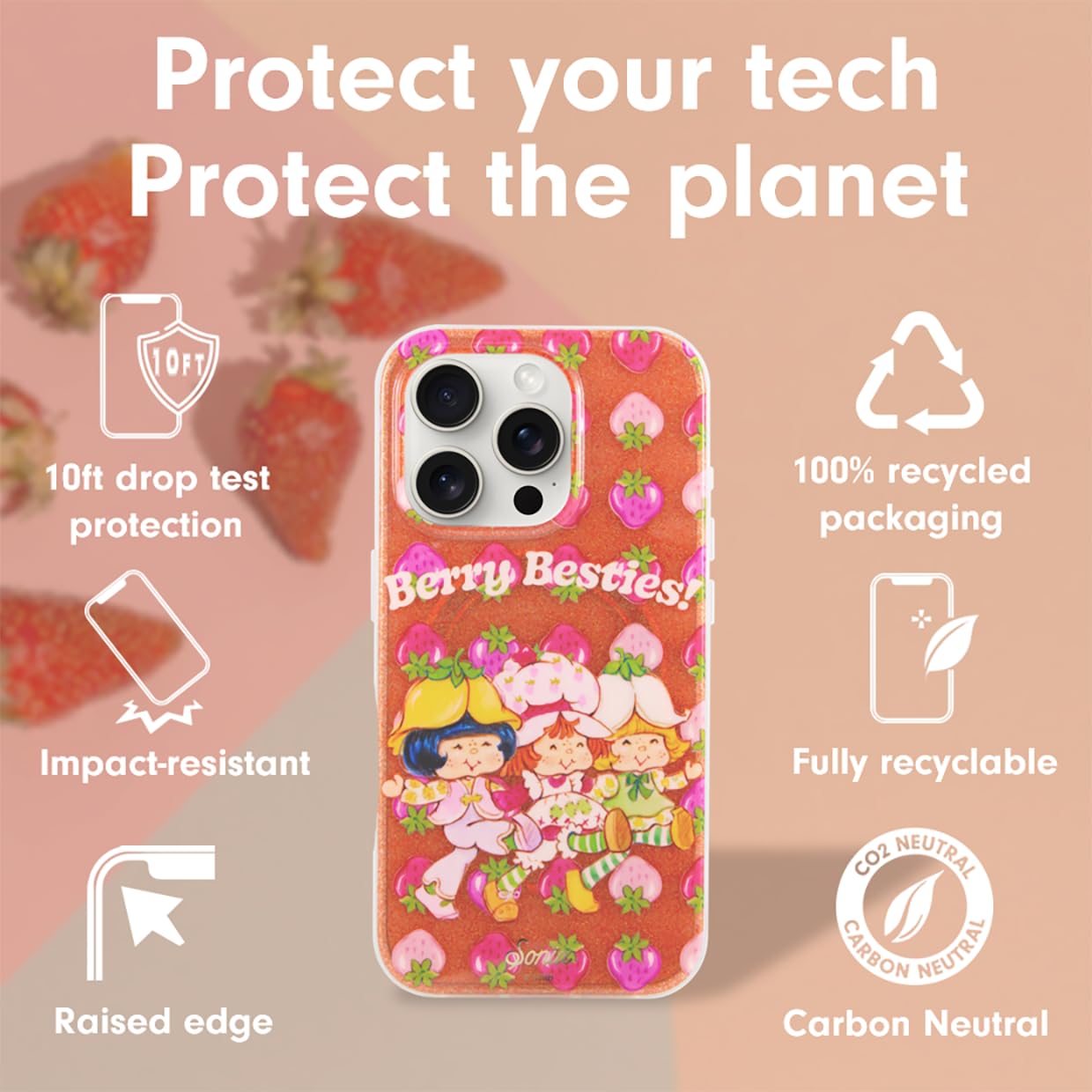 Sonix X Strawberry Shortcake Case For Iphone 16 Pro | Compatible With Magsafe | 10Ft Drop Tested | Strawberry Shortcake Berry Be