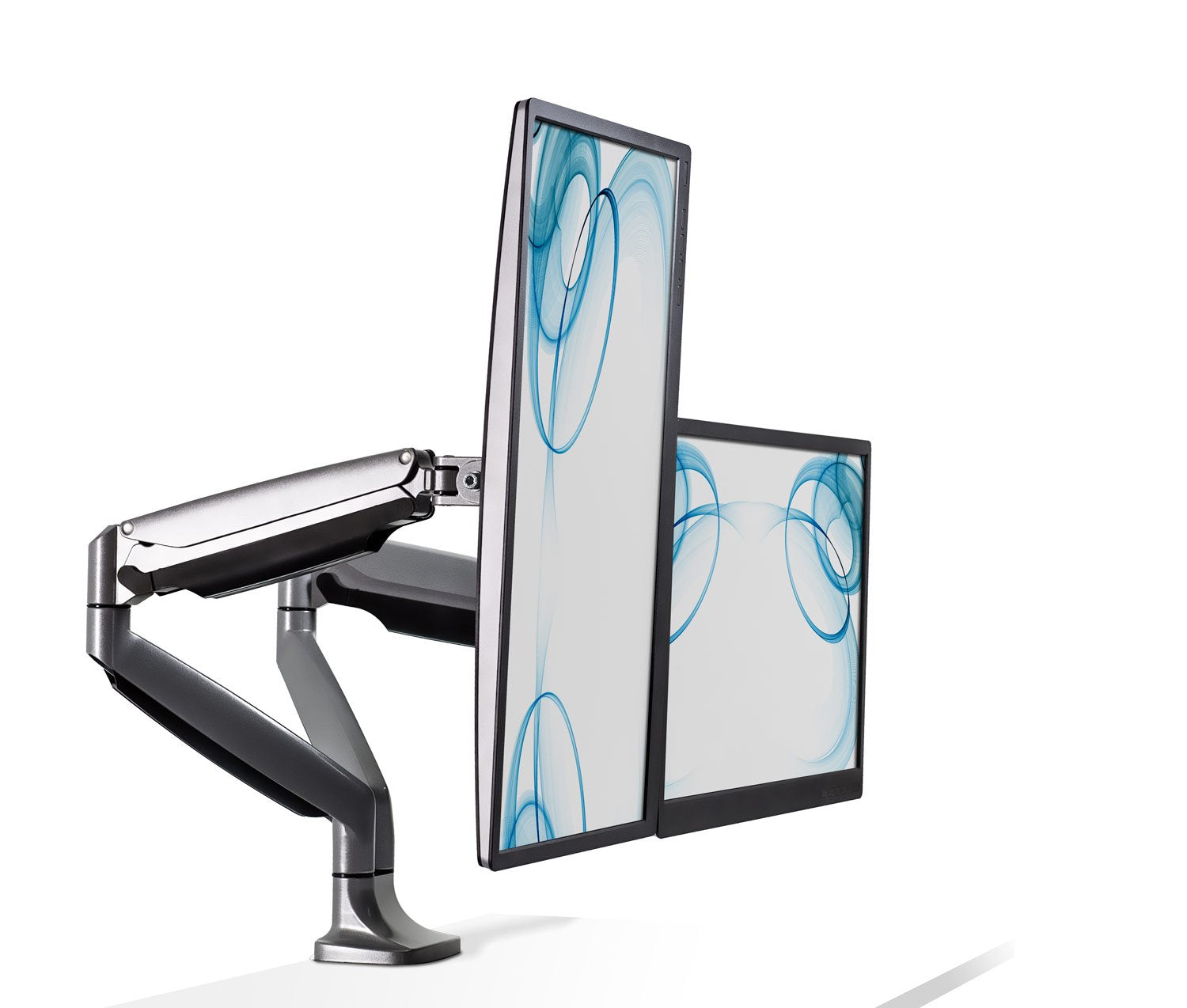 Mount-It! MI-1772 Dual Monitor Arm Desk Mount Gas Spring Height Adjustable VESA 75 100 Up to 32" Aluminum Silver