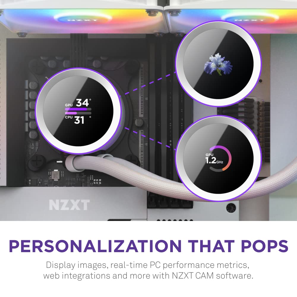 Nzxt Kraken 280 Rgb - Rl-Kr280-W1-280Mm Aio Cpu Liquid Cooler - Customizable 1.54 Square Lcd Display For Images, Performance Met