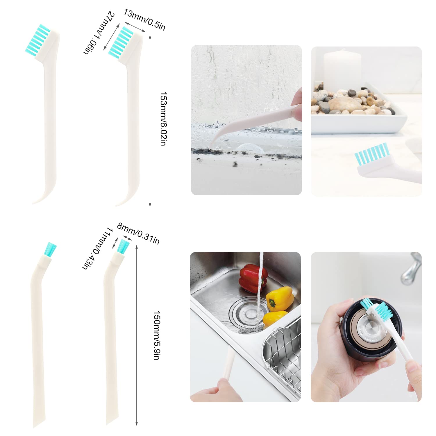 Savita 16Pcs Small Household Cleaning Brushes, Tiny Cleaning Brush Set Micro Scrubber 8 In 1 Detail Sponge Cleaning Brush Small