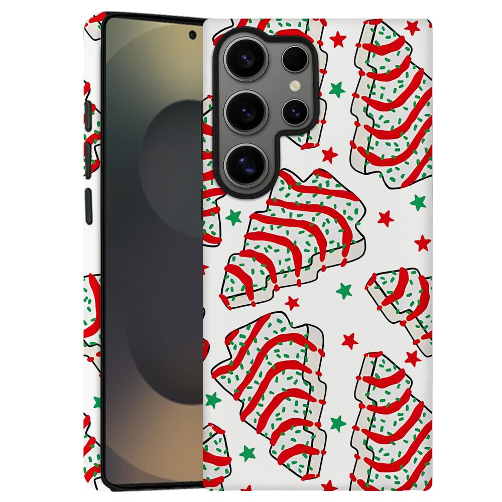 Case Compatible with Samsung Galaxy S24 Ultra - Hybrid Durable Shockproof Phone Cover,Cases for Woman Girl - Christmas Tree Red