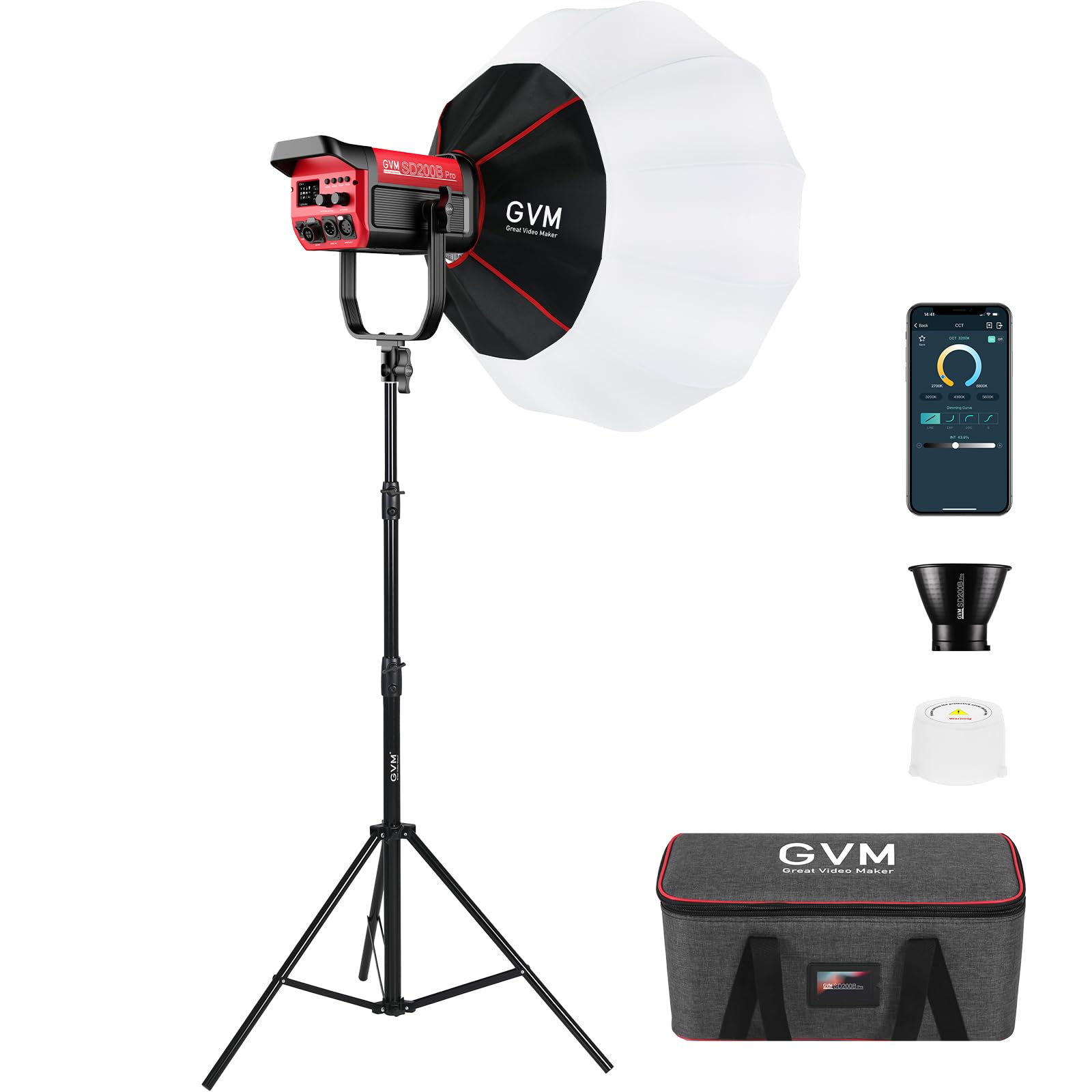 Gvm 200W Led Video Light With Lantern Softbox, Sd200B Continuous Lighting Kit With Bluetooth Mesh Network/Dmx Control, 2700K 680