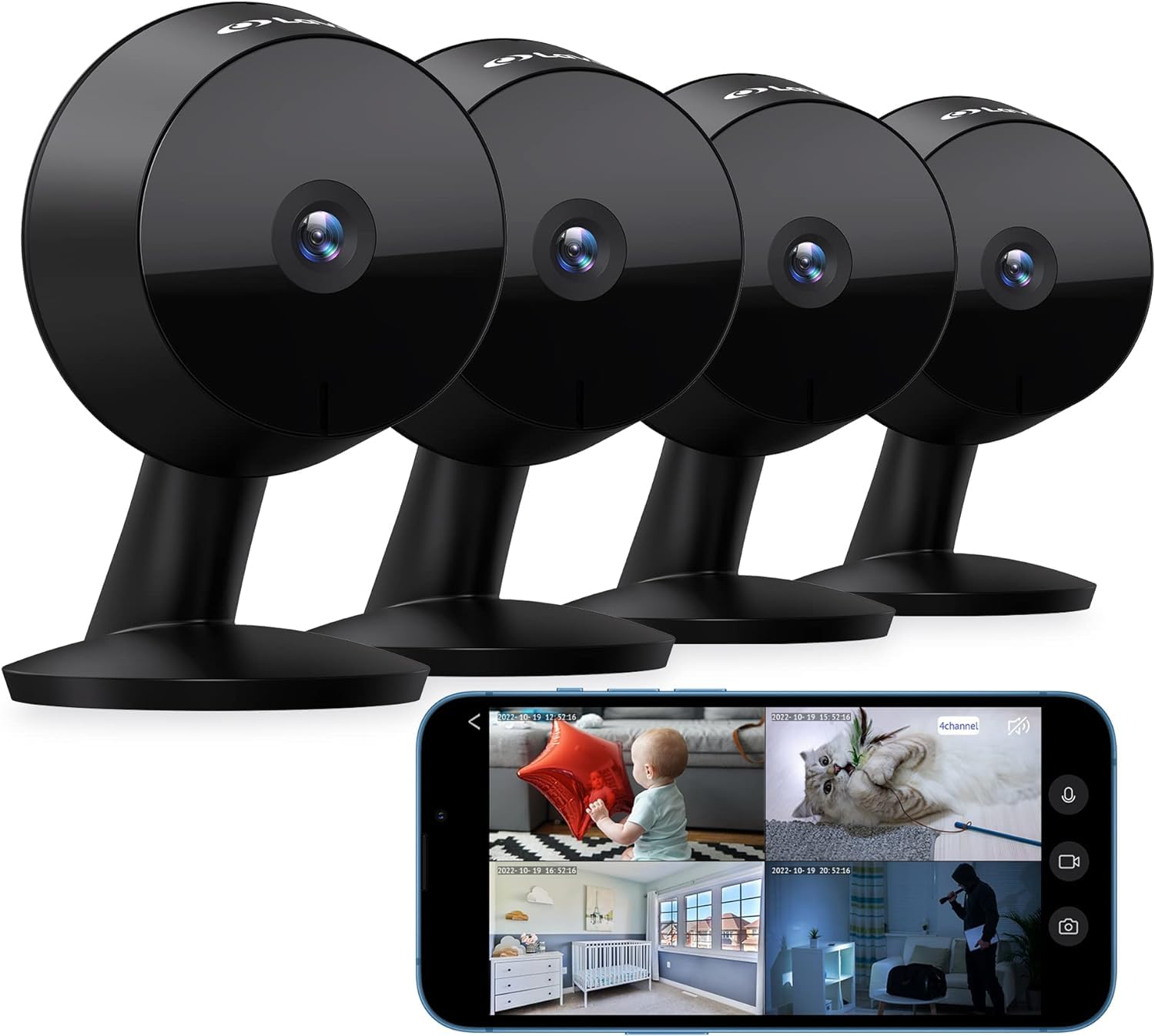 Laview 4Mp 2K Cameras For Home Security Indoor, 5G& 2.4Ghz Home Security Camera For Baby/Elder/Pet/Nanny,Baby Cam Starlight Sens