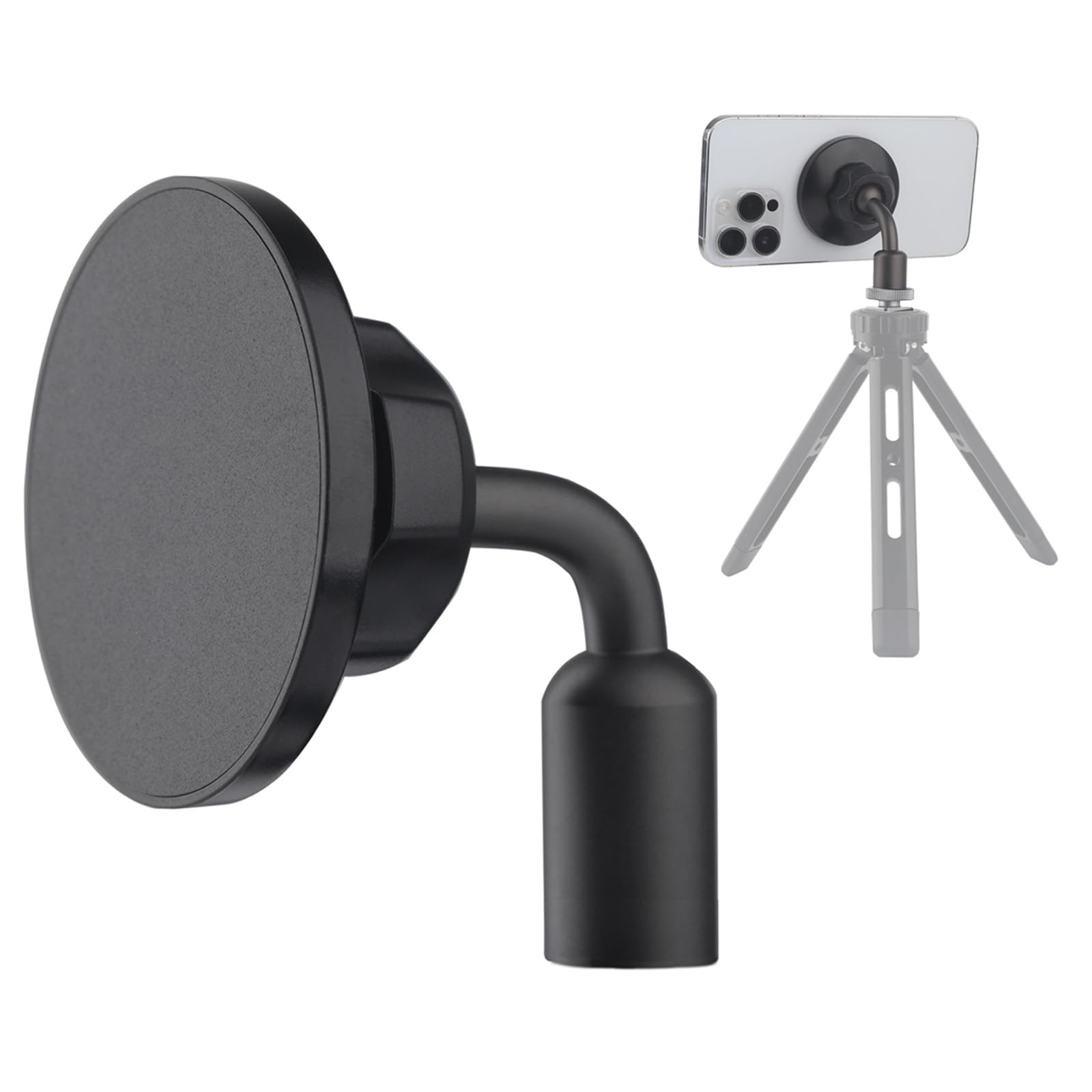 Rigdance Magnetic Phone Tripod Mount Adapter for Magsafe with 1/4-20 Hole [Metal Foot], Compatible with iPhone 16 15 14 13 12 Al