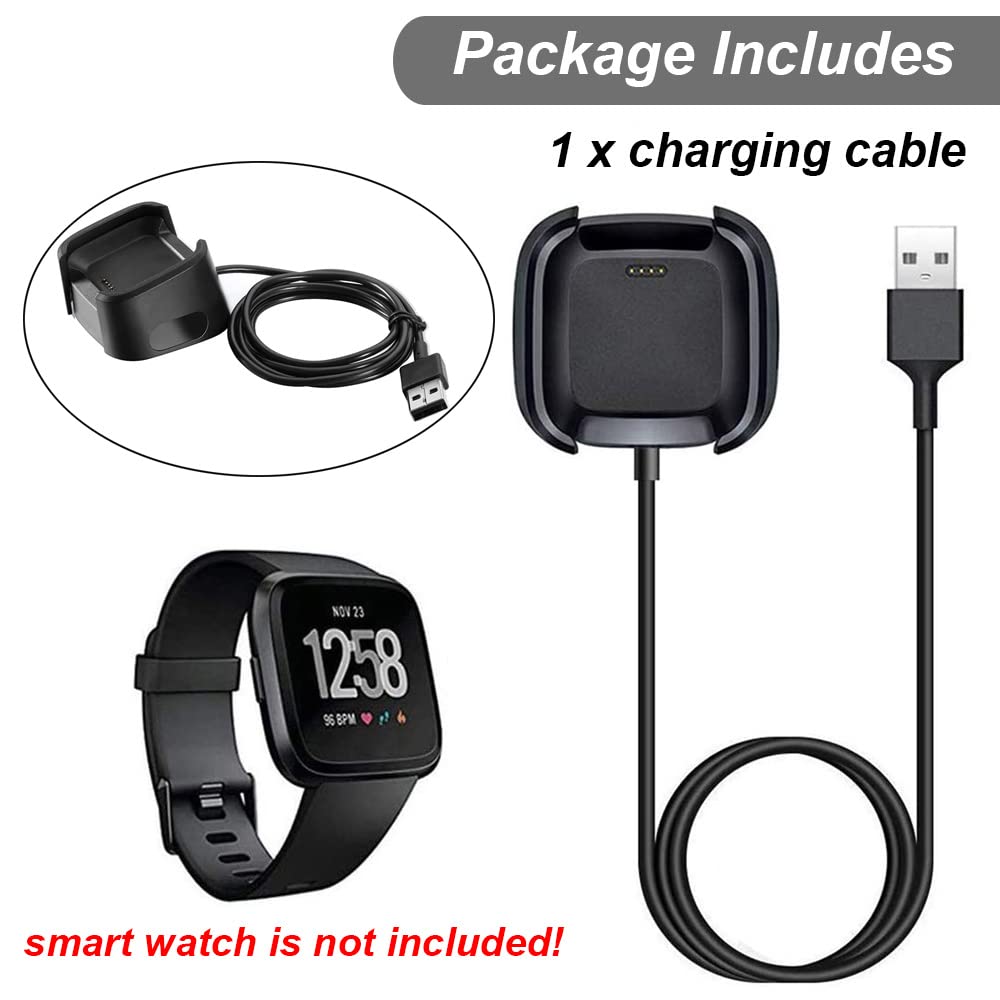 Charger For Fitbit Versa (Not For Versa 2/3), Replacement Usb Charging Dock Cable Cord For Fitbit Smart Watch (3.3Ft/1M)