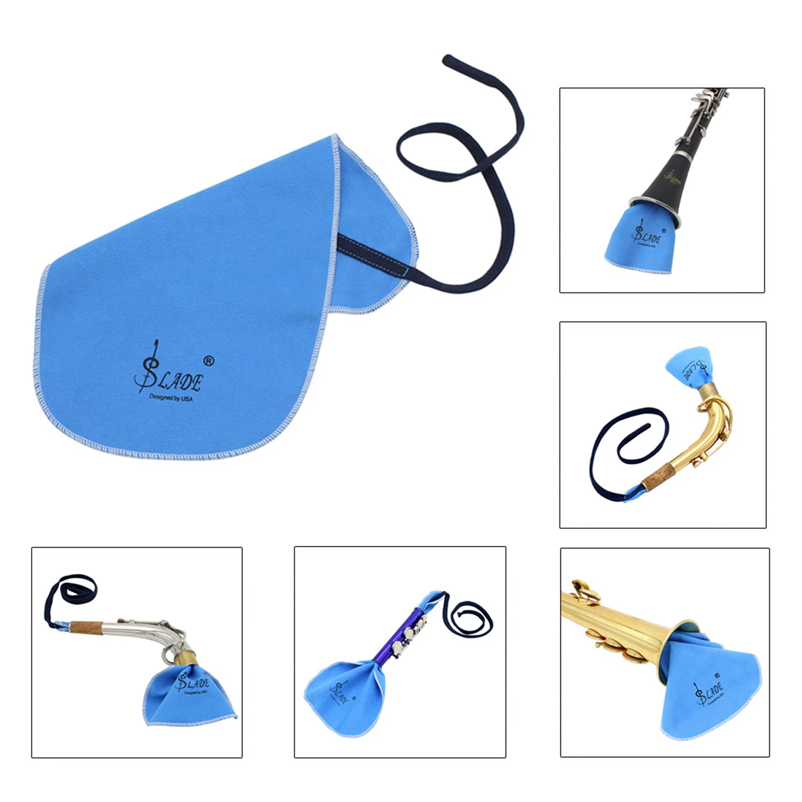 Lerodite Cleaning Cloth Swab For Inside Tube Suitable For Clarinet Piccolo Flute Sax Saxophone (Blue)