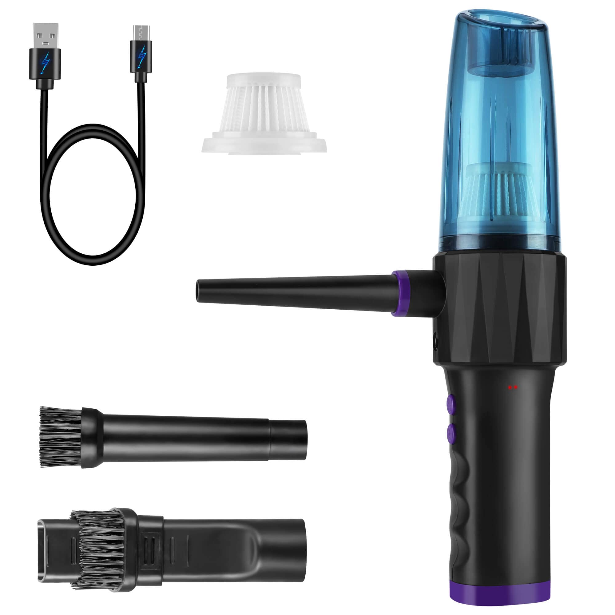 Compressed Air Duster 2 In 1 Vacuum,10000Mah Rechargeable Cordless Electric Air Blower With Light, 8000Pa/60000Rpm Replaces Comp