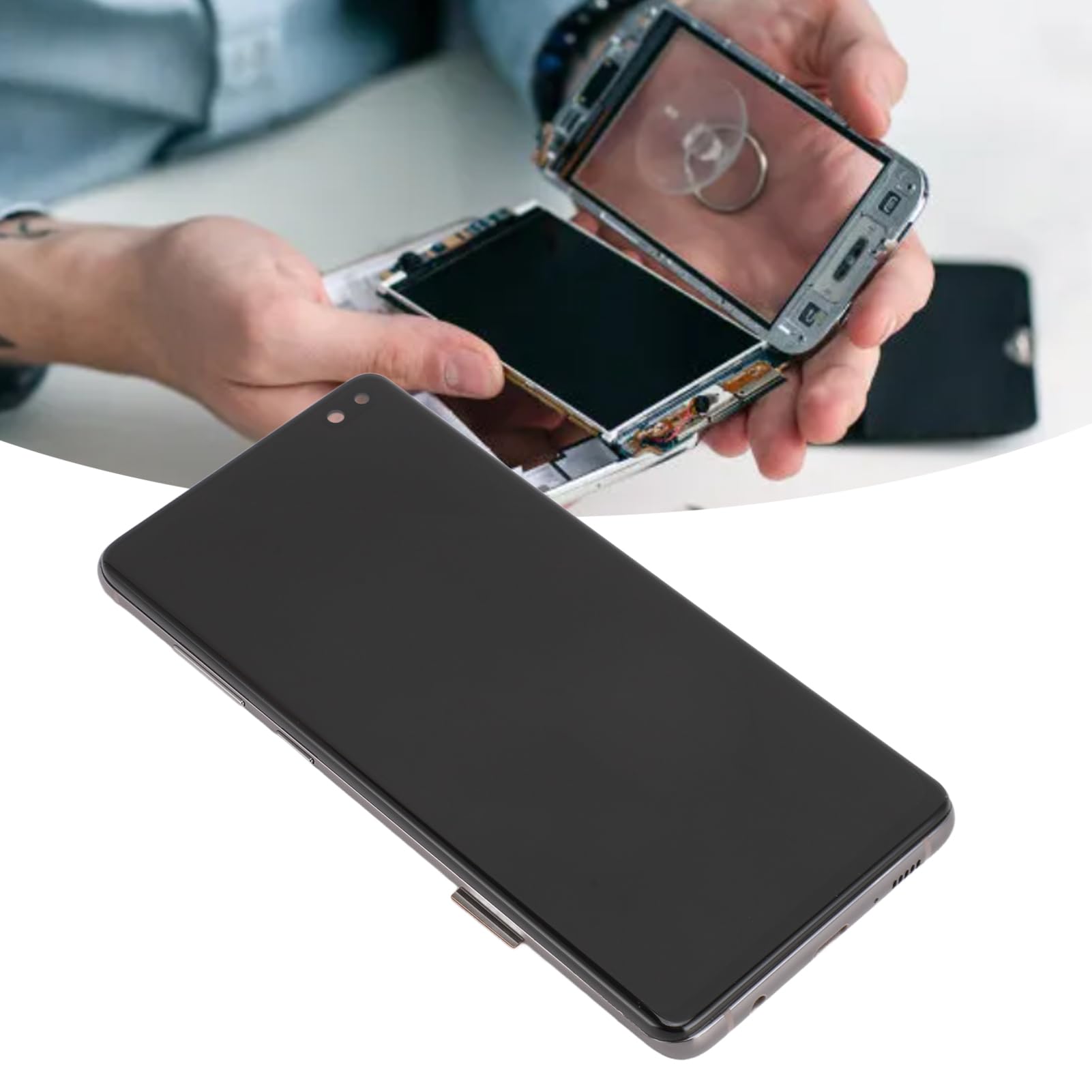 Yunseity Phone Screen Replacement For Galaxy S10 Plus, Lcd Display Touch Screen Digitizer Assembly With Frame And Repair Tools,