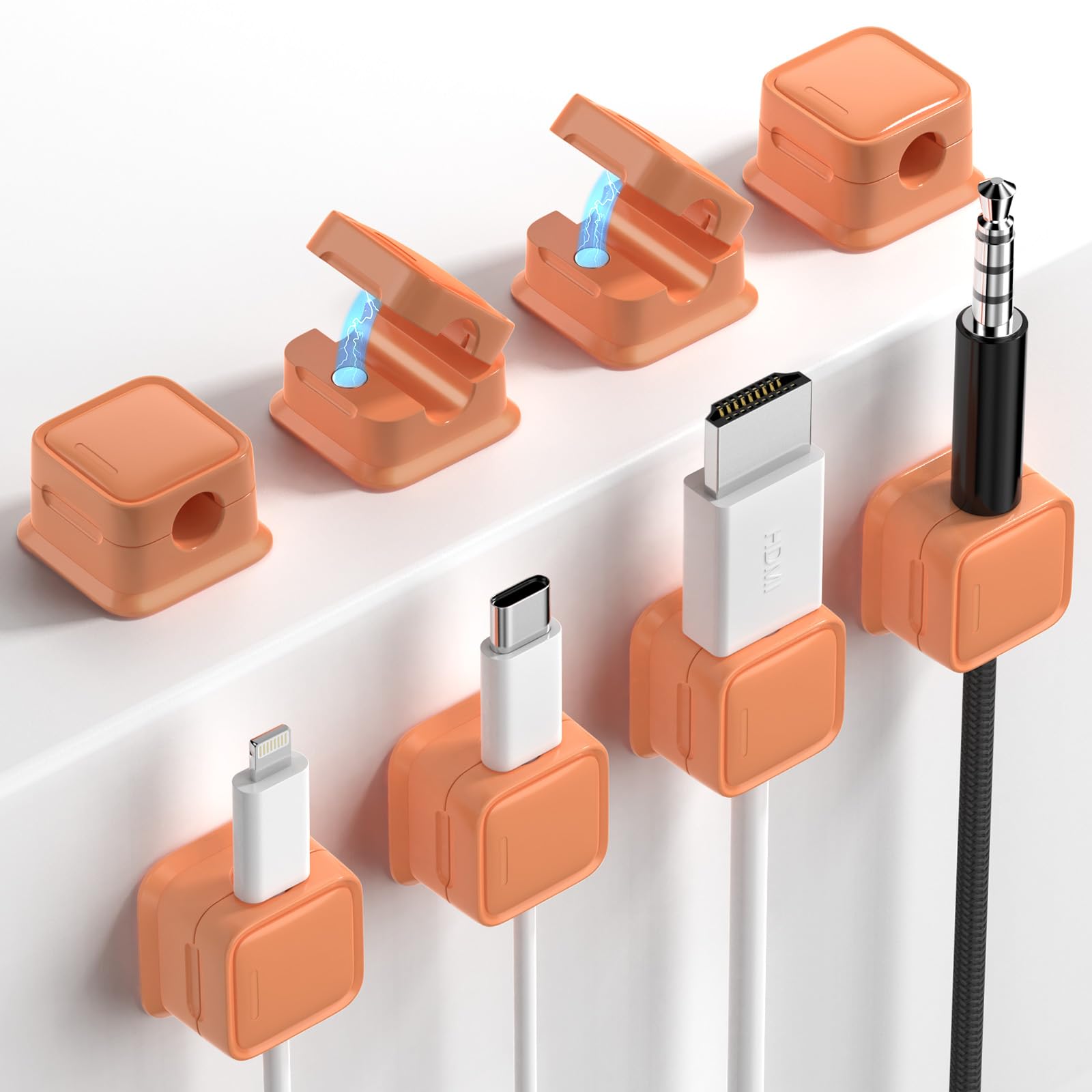 8 Pack Magnetic Cord Organizer, Easy Secure Adhesive Cable Management, Wire Holder Keeper Organizer Management, Hide Or Organize