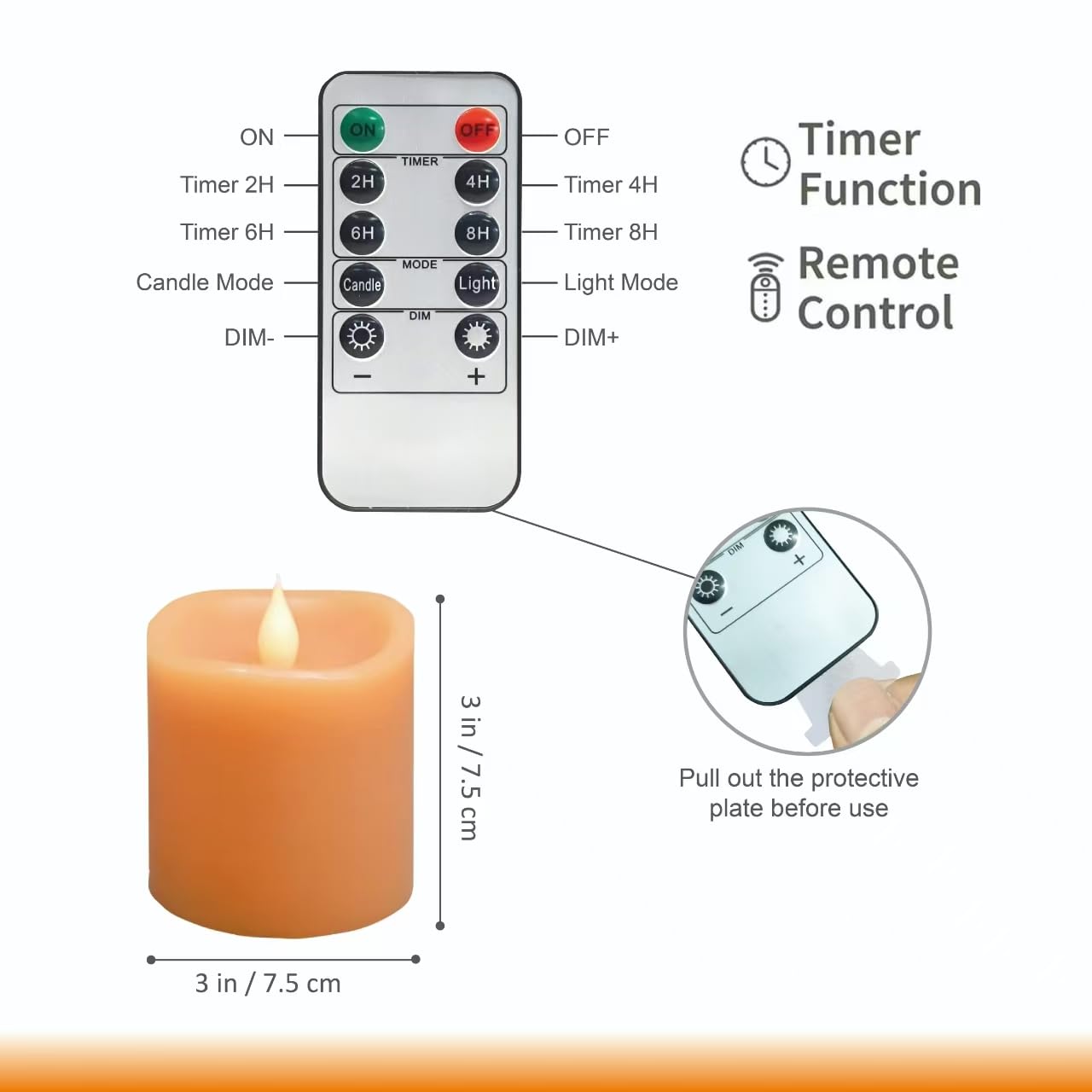 Fall Flameless Led Candles 3 Inch Diameter Real Wax 2Aa Battery Operated 600Hr+ Flickering Candles With Timer Remote Control For