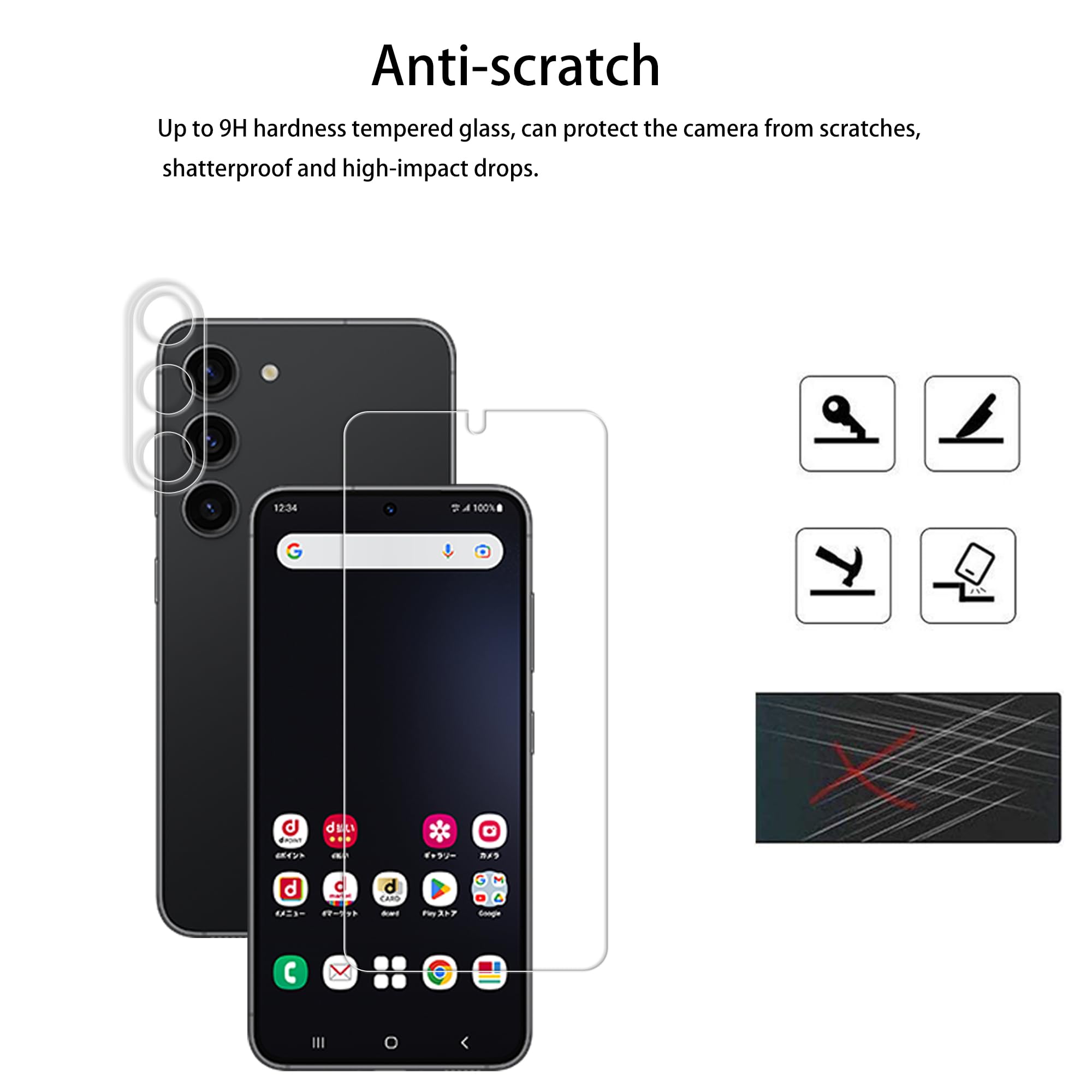 Hkkais 2+2 Pack Alignment Frame Designed Tempered Glass Film For Samsung Galaxy S23 Plus / S23+ Screen Protector 2 Pack With Cam