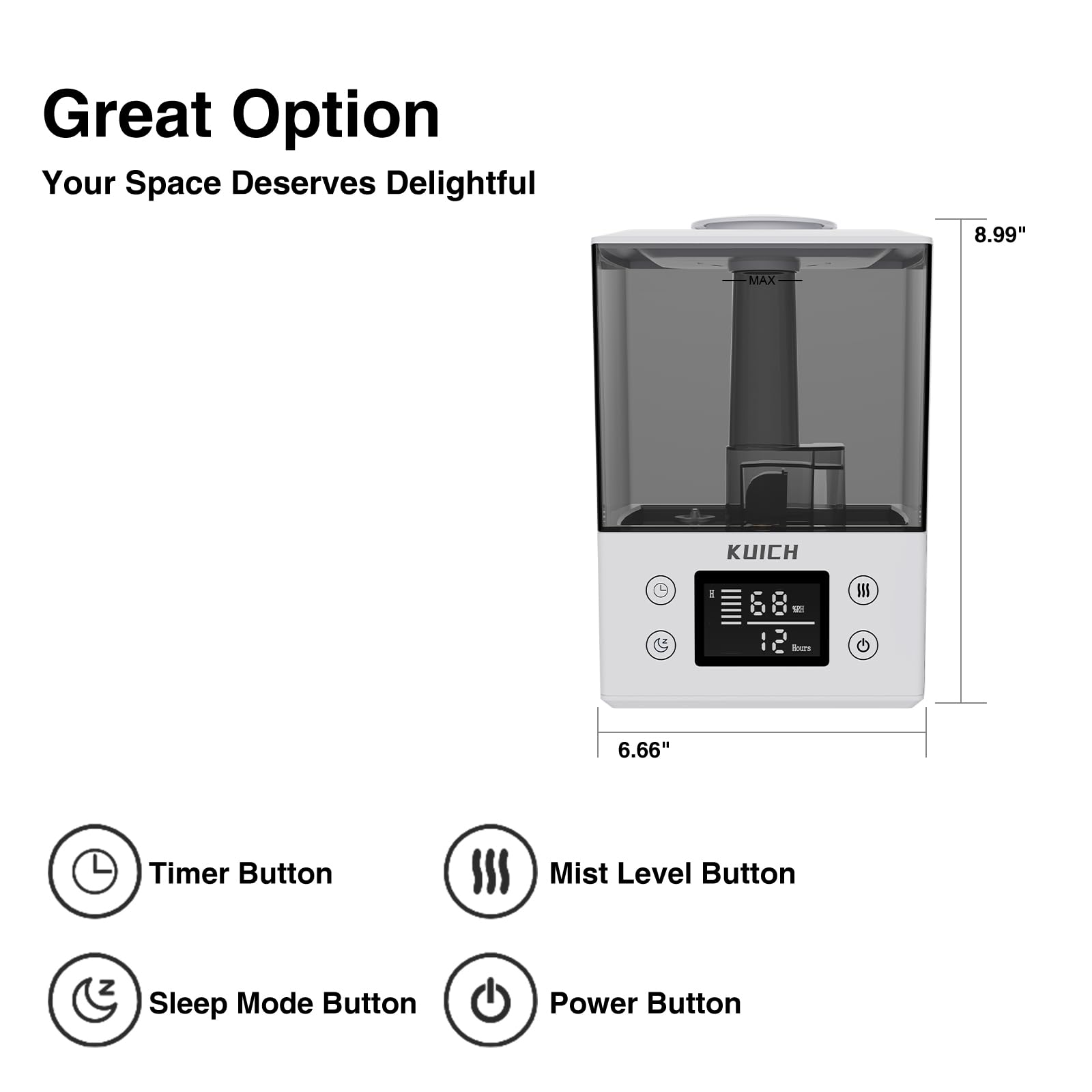 2.4L Air Humidifiers For Bedroom Baby   26Db Quiet Cool Mist Air Humidifier For Nursery & Plants, Top Fill Air Humidifier Lasts