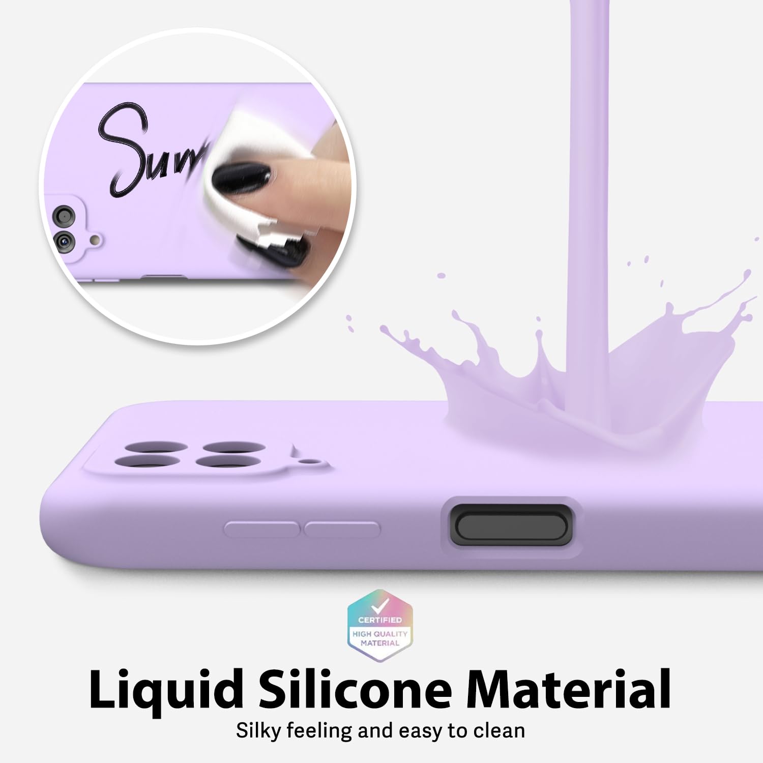 Oakxco For Samsung Galaxy A12 Phone Case Liquid Silicone Grip, Cute Thin Slim Soft Rubber Tpu Plain Smooth Gel Cover For Women G