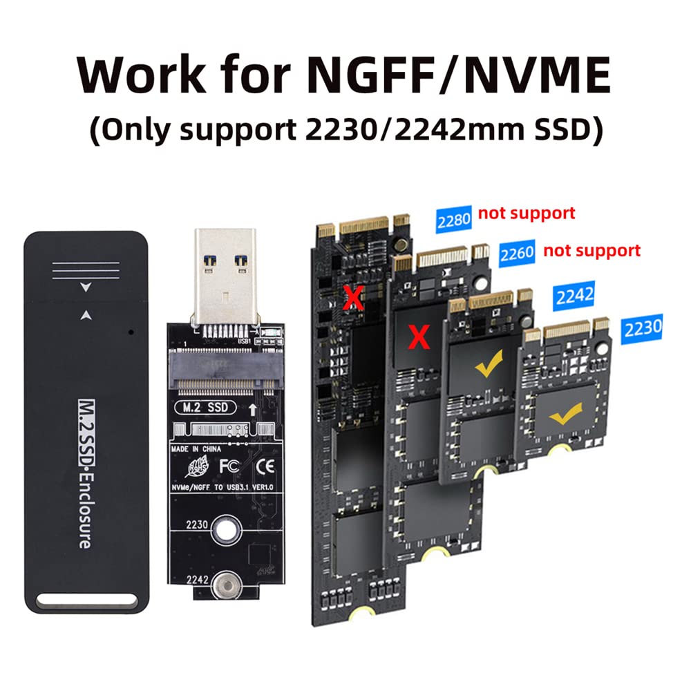 Nfhk Usb 3.0 To 2230 2242 Nvme M Key M.2 Ngff Sata Ssd External Pcba Case Adapter Rtl9210B Chipset