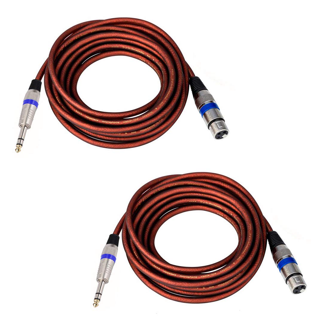 Yuyaokk 2Pcs 25 Feet Female Xlr To 1/4 Inch Trs (6.35Mm) Microphone Cables, Xlr To Quarter Inch Patch Cable, Unbalanced Xlr Fema