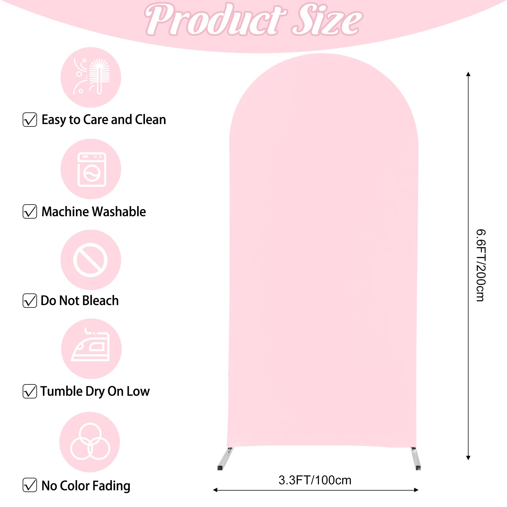 Spandex Fitted Wedding Arch Cover 6.6Ft Pink Arch Backdrop Cover, Round Top Chiara Backdrop Stand Covers For Wedding Birthday Pa