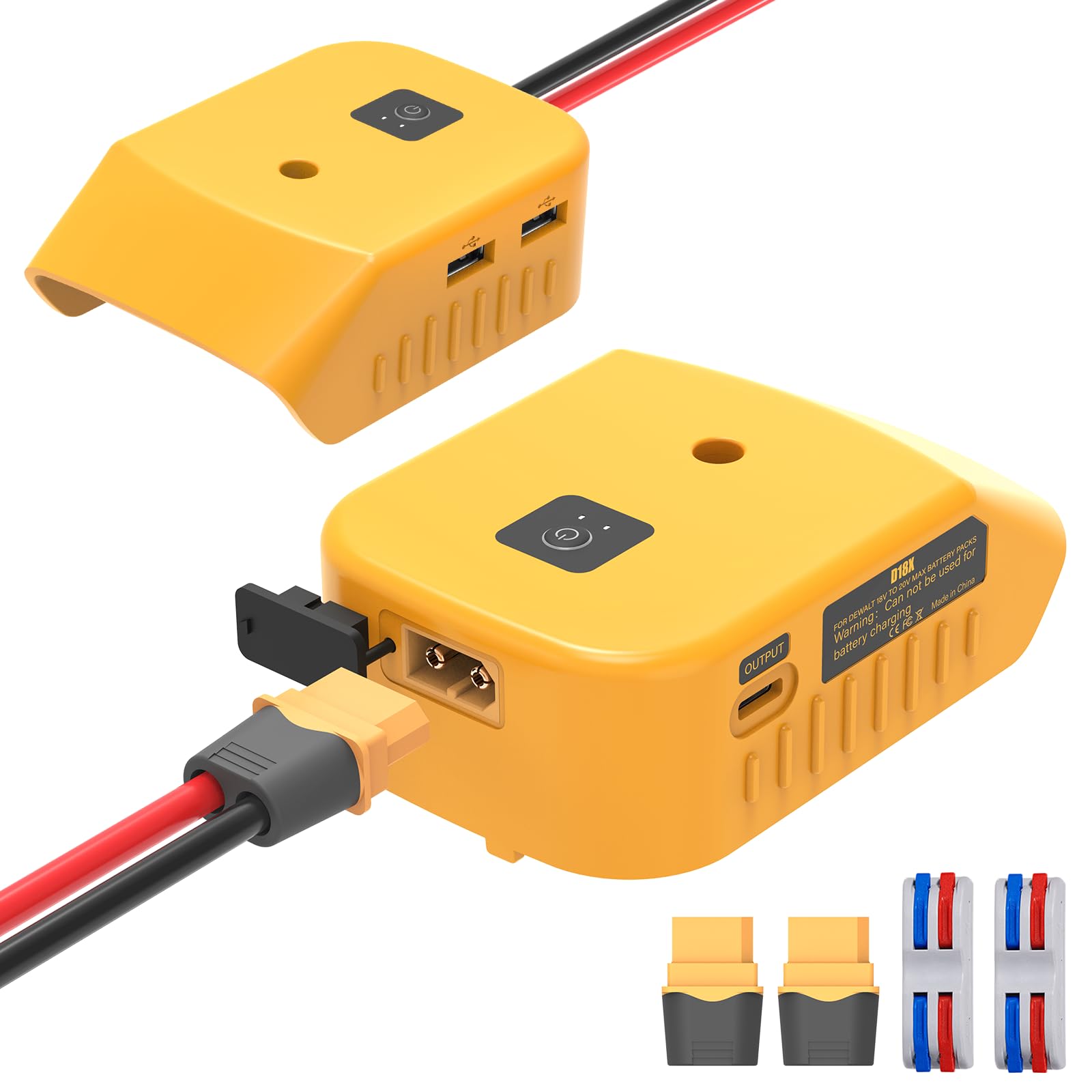 Azocek Multi Functional Usb Charger Adapter & 20V Battery Adapter For Dewalt 20V Battery, With 2 Usb Ports & 1 Type C Fast Charg
