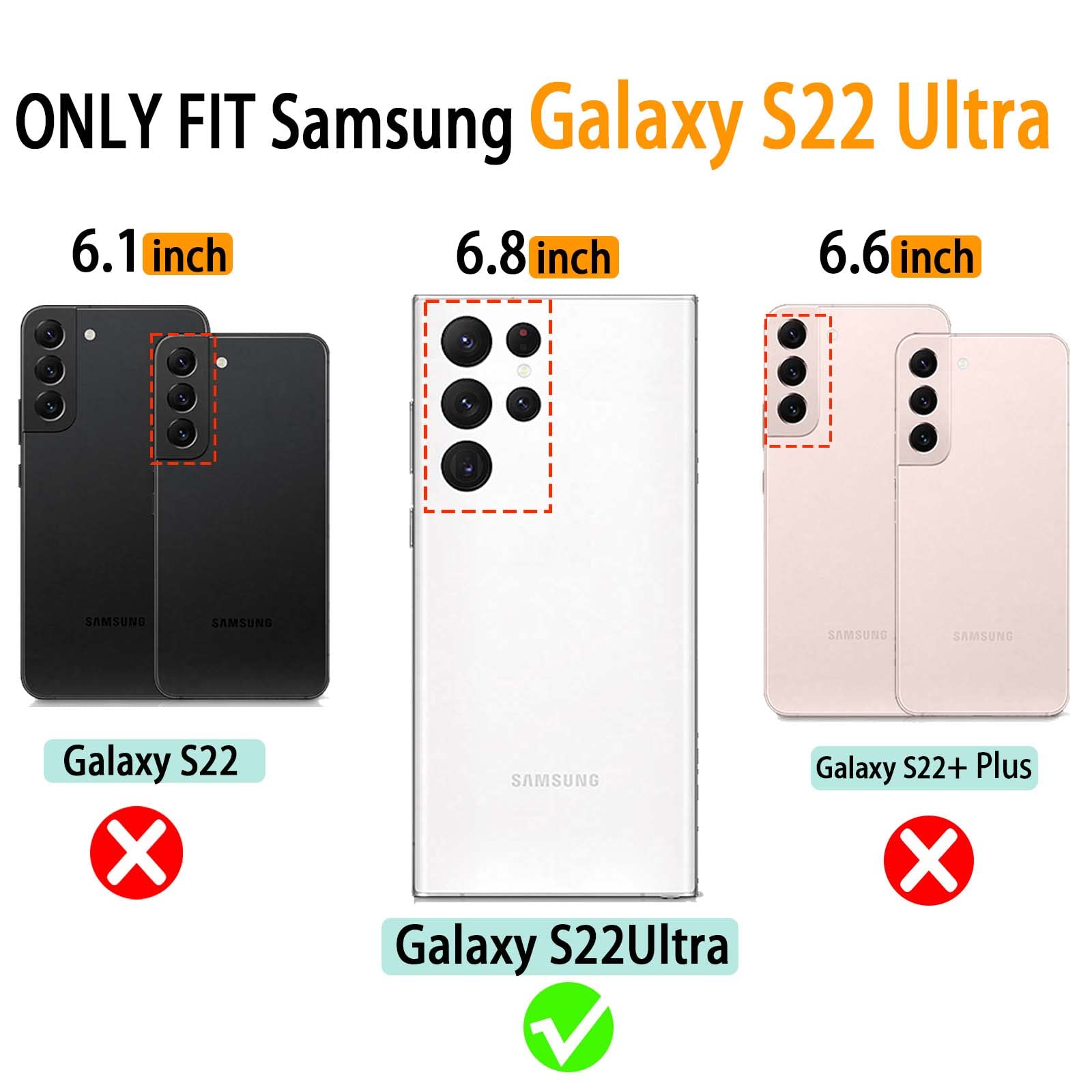 Vanavagy Compatible For Galaxy S22 Ultra Wallet Case For Women And Men, Faux Leather Flip Folio Phone Cover Fits Magnetic Car Mo