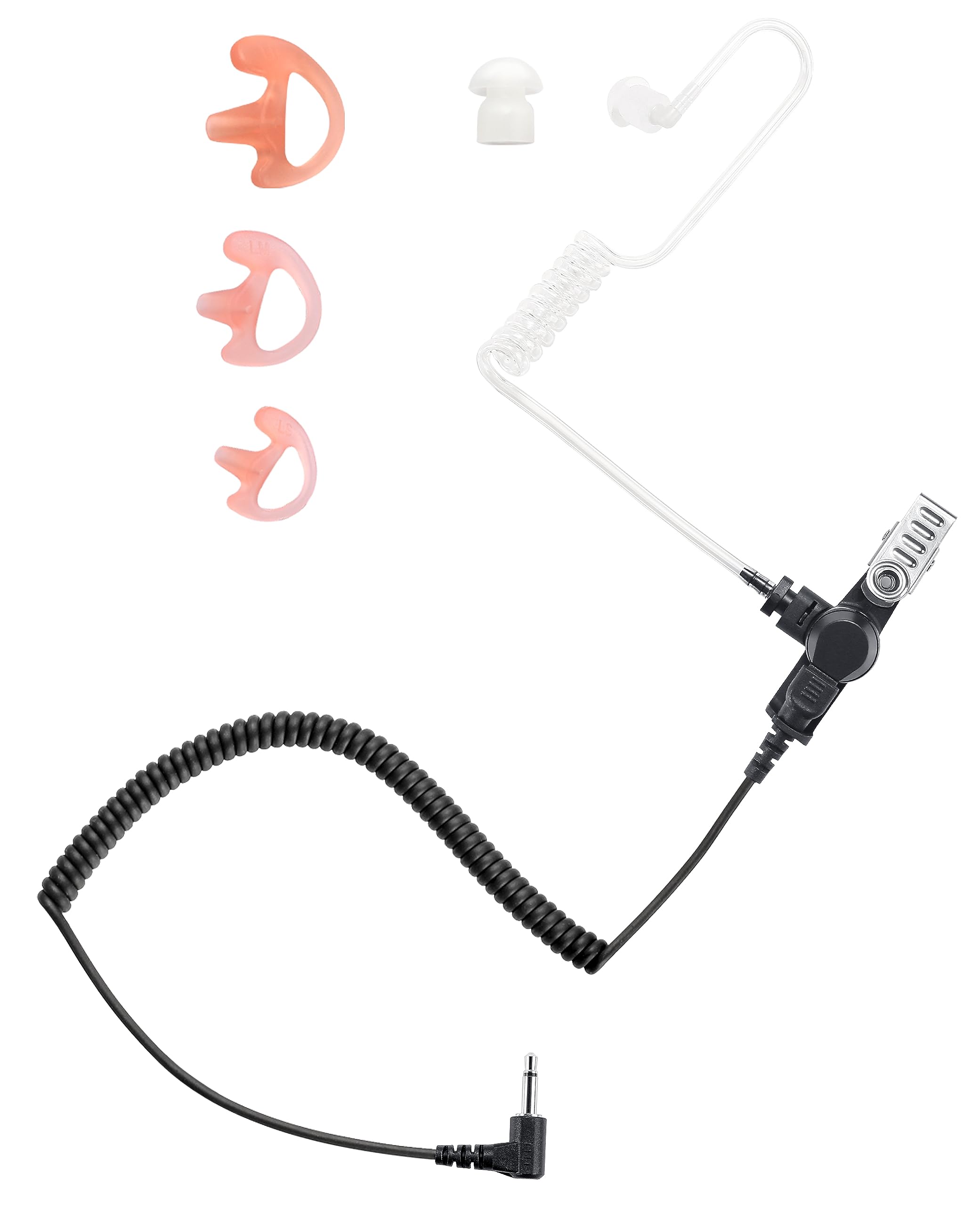 Commountain 3.5Mm Listen Only Earpiece Compatible With Speaker Mic, Acoustic Tube Receive Only Headset With 3 Earmolds, For Police Security And Law Enforcement Use